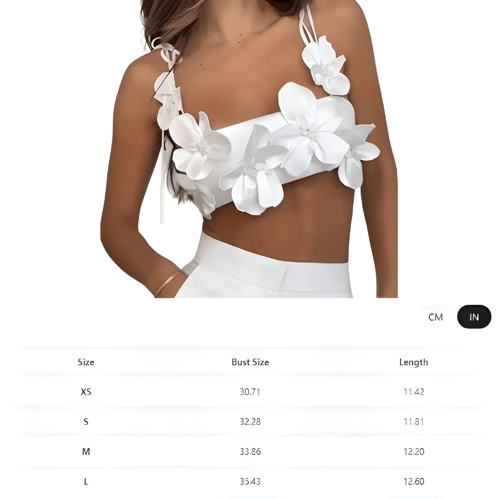 3D Flower Chest Wrap White Sexy Cropped Top Women Fashion Backless Sleeveless