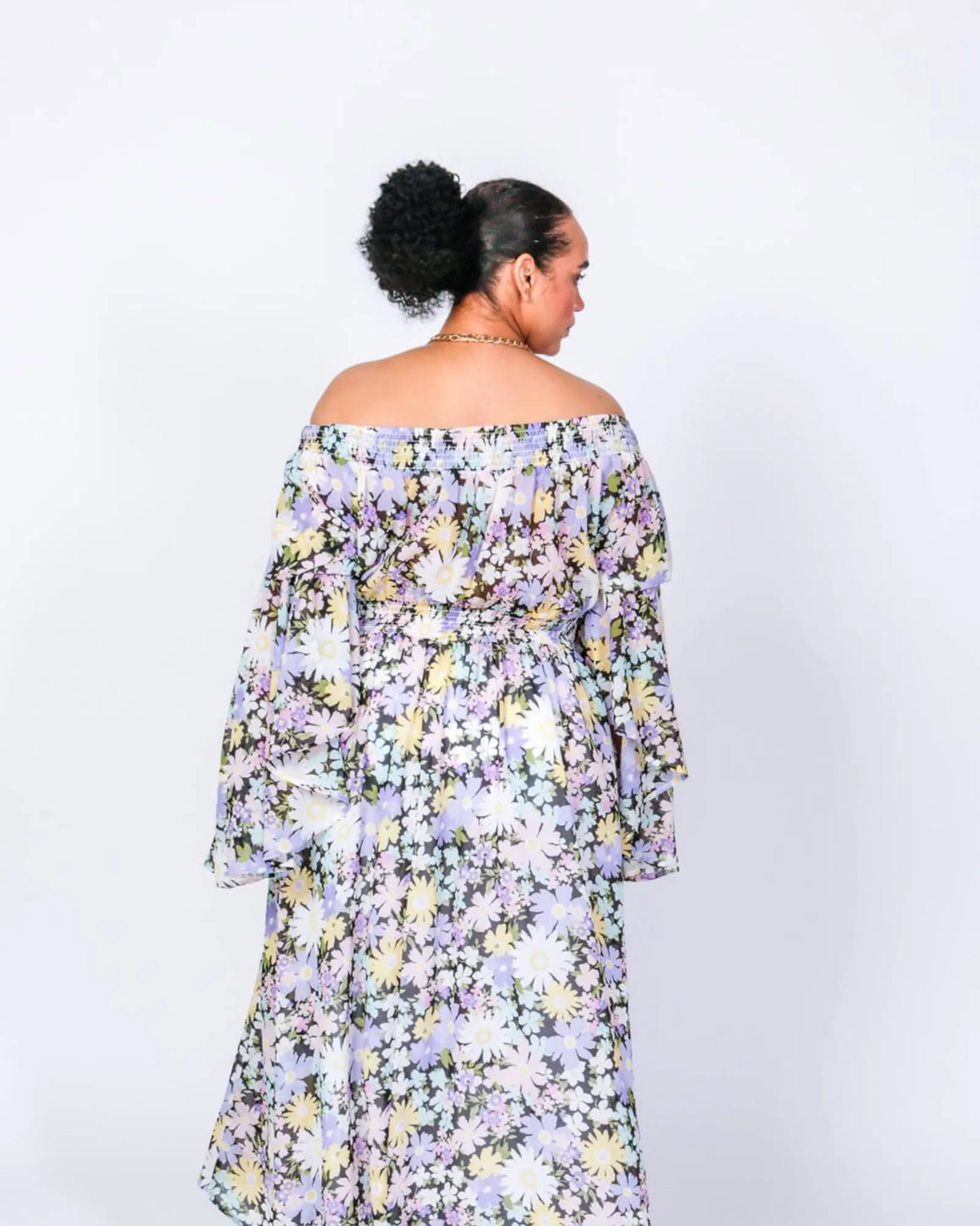 Abba Off The Shoulder Duster | Daisy Print