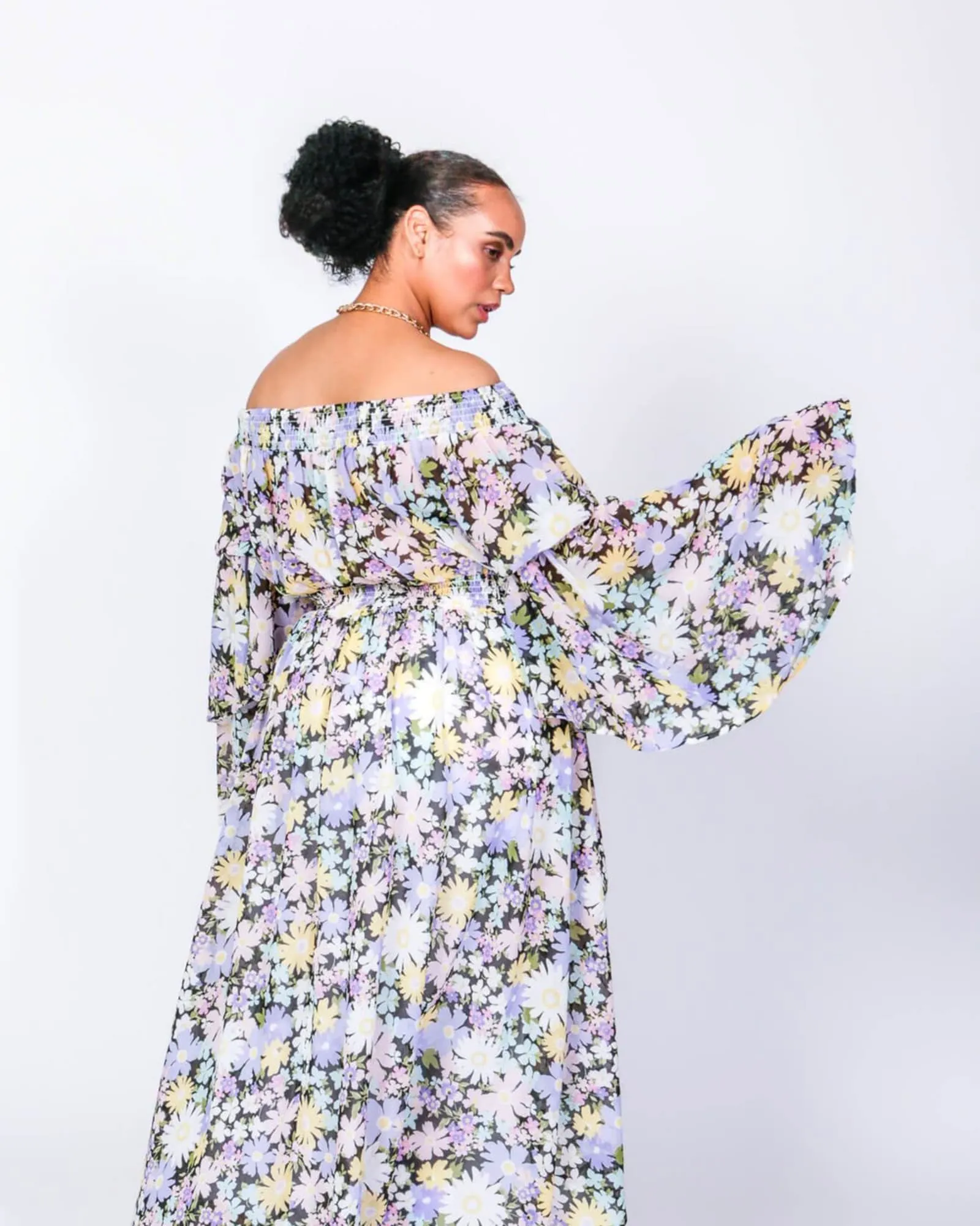 Abba Off The Shoulder Duster | Daisy Print