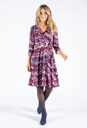 Abstract Print Wrap Bodice Dress