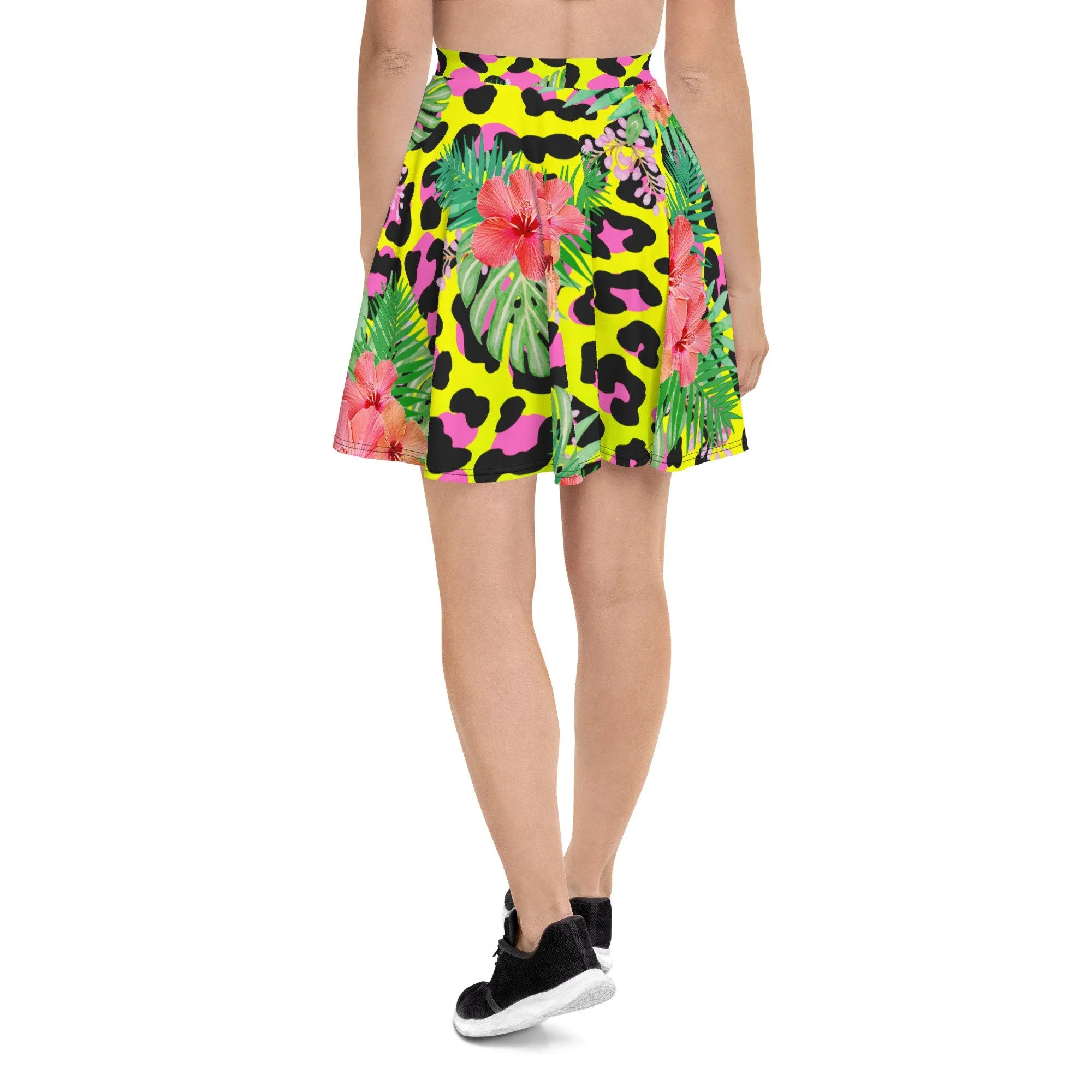 ANIMAL PRINT HIBISCUS SKATER SKIRT