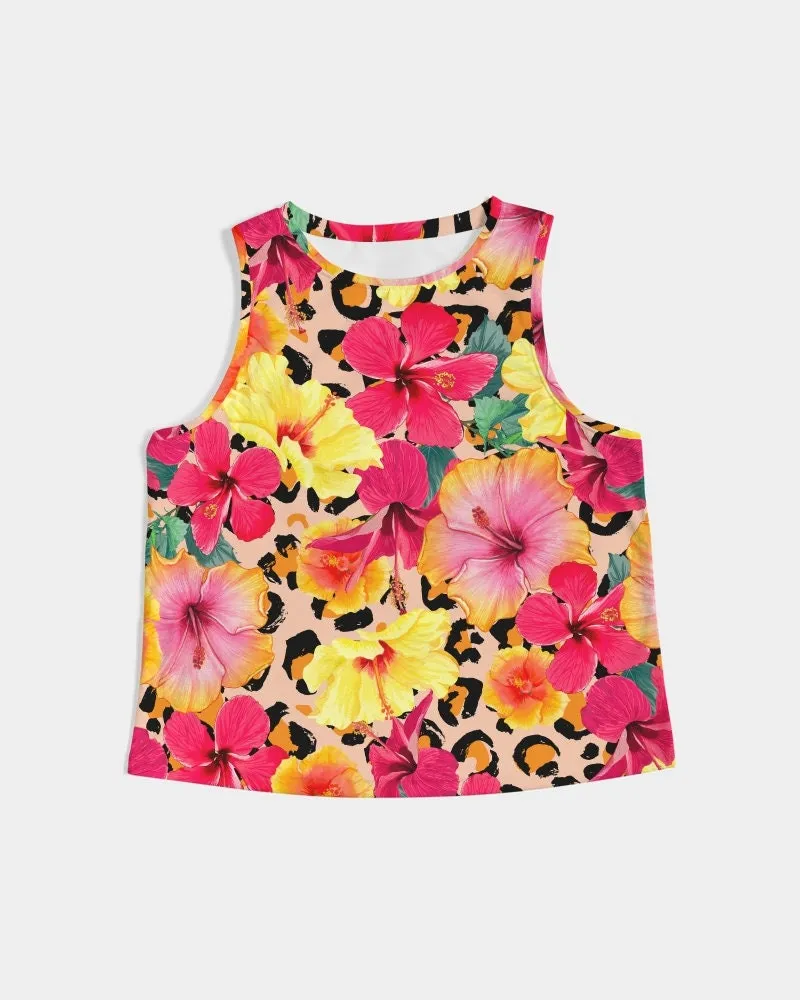 Animal Print Island Flowers Women’s Cropped Tank Top