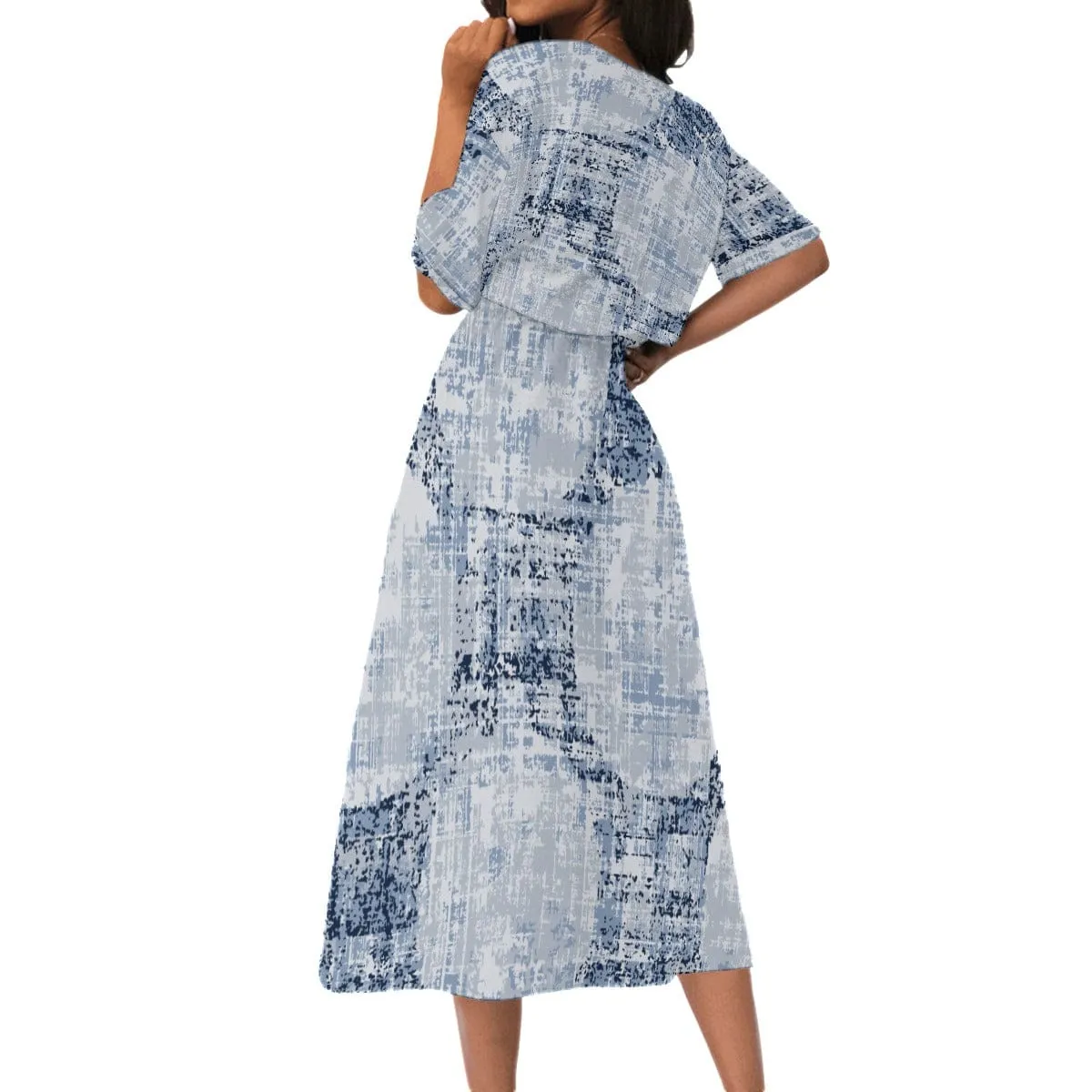 Azul Textural - Print Women's Elastic Waist Dress