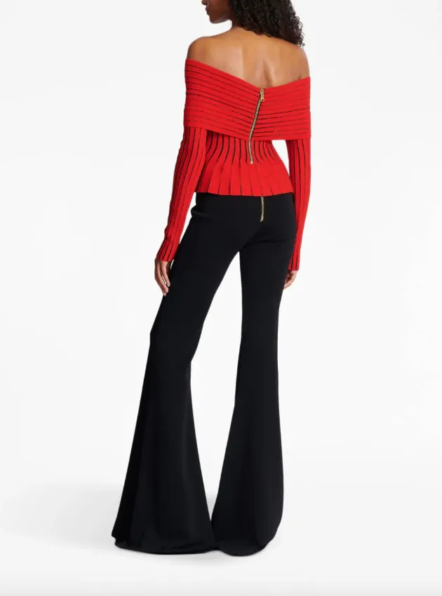 Balmain knotted off-the-shoulder top