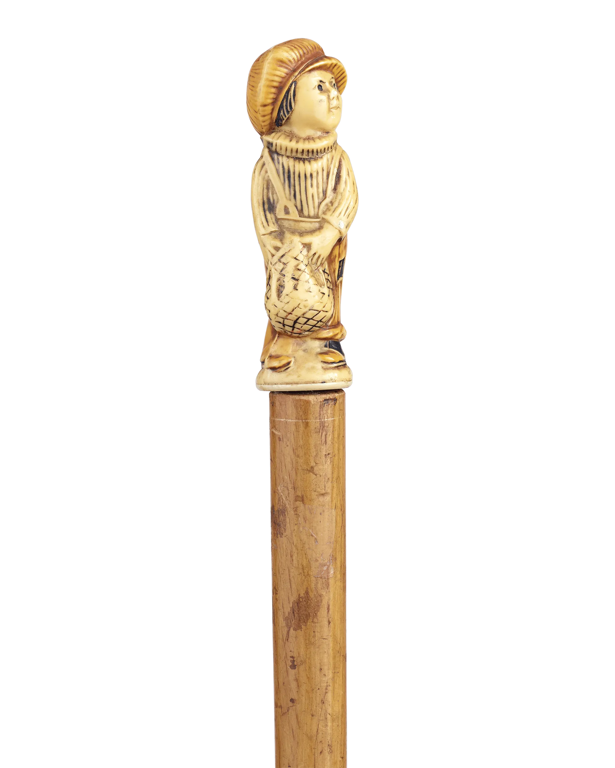 Carved Peasant Boy Cane