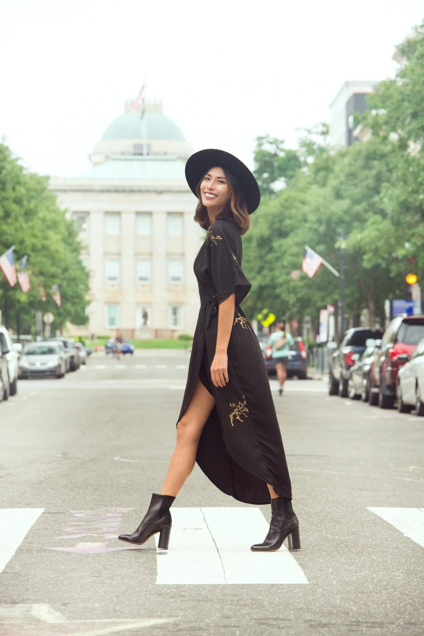 Cherry Blossom Maxi Wrap in Black   Gold