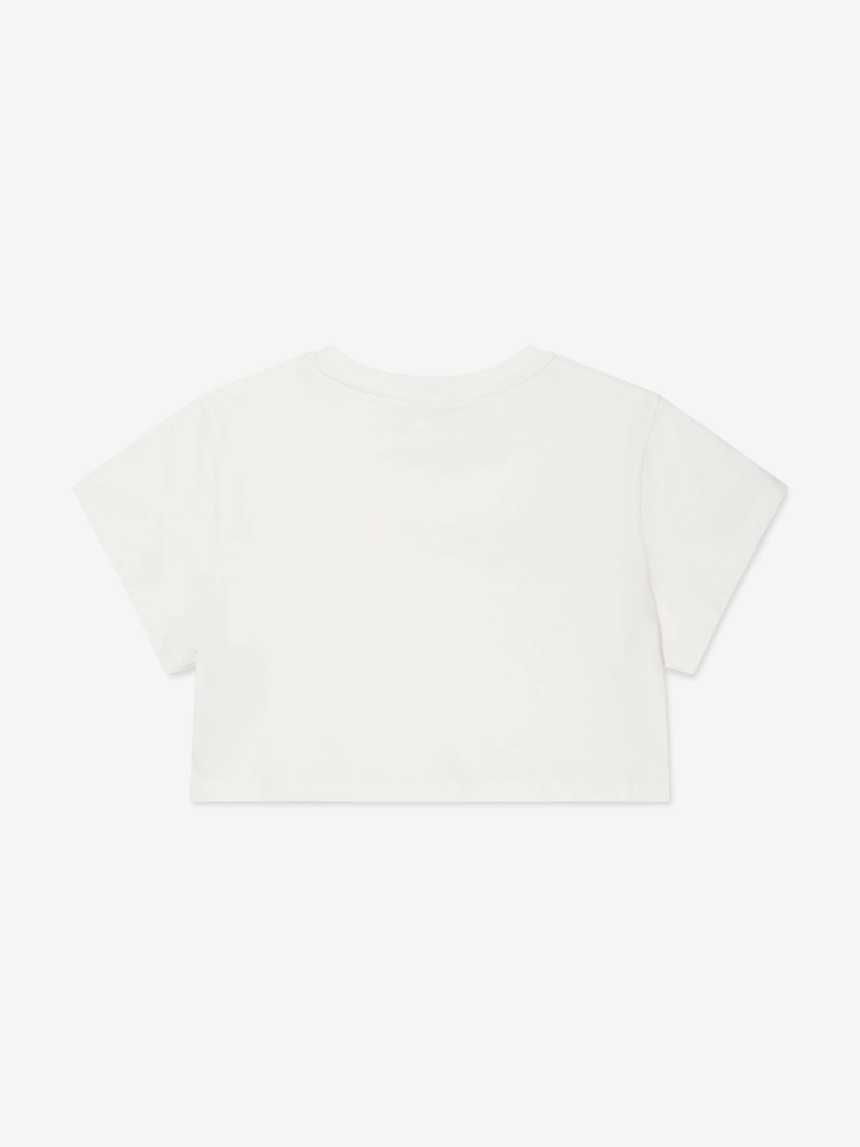 Chloé Girls Organic Cotton Cropped T-Shirt in Ivory