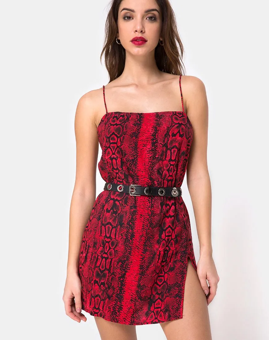 Datista Slip Dress in Red Snake