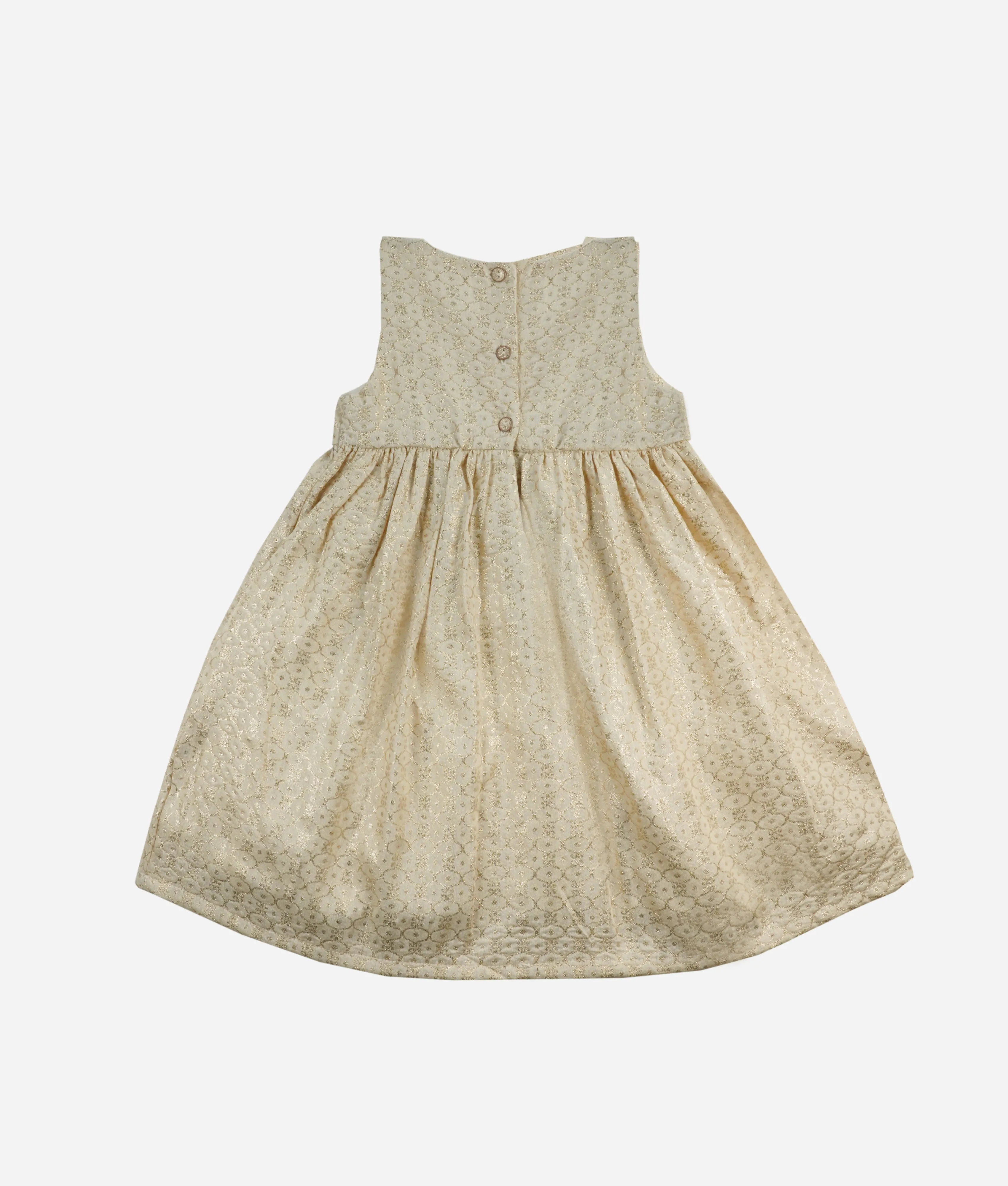 Dull Gold Sleeveless Fit and Flare Baby Dress