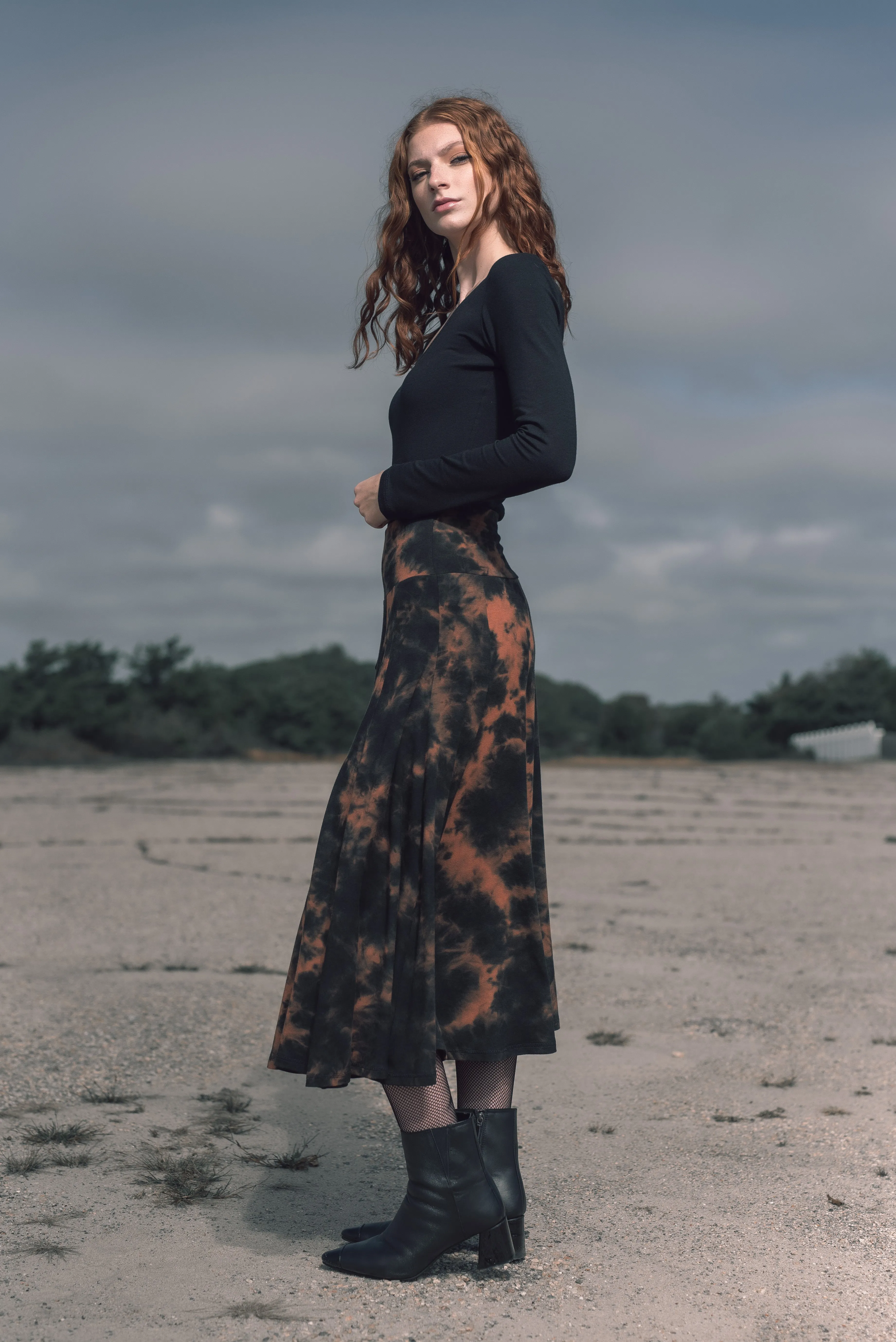 Dune paneled midi skirt