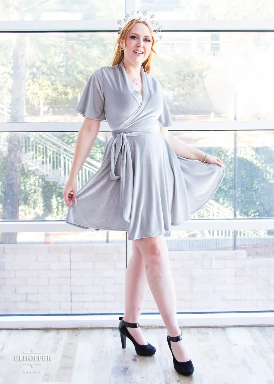 Essential Libra Wrap Dress - Silver Velvet