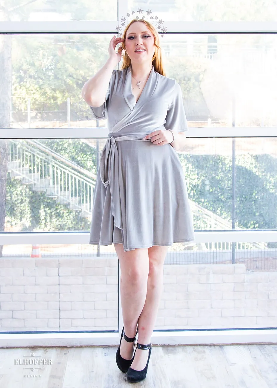 Essential Libra Wrap Dress - Silver Velvet