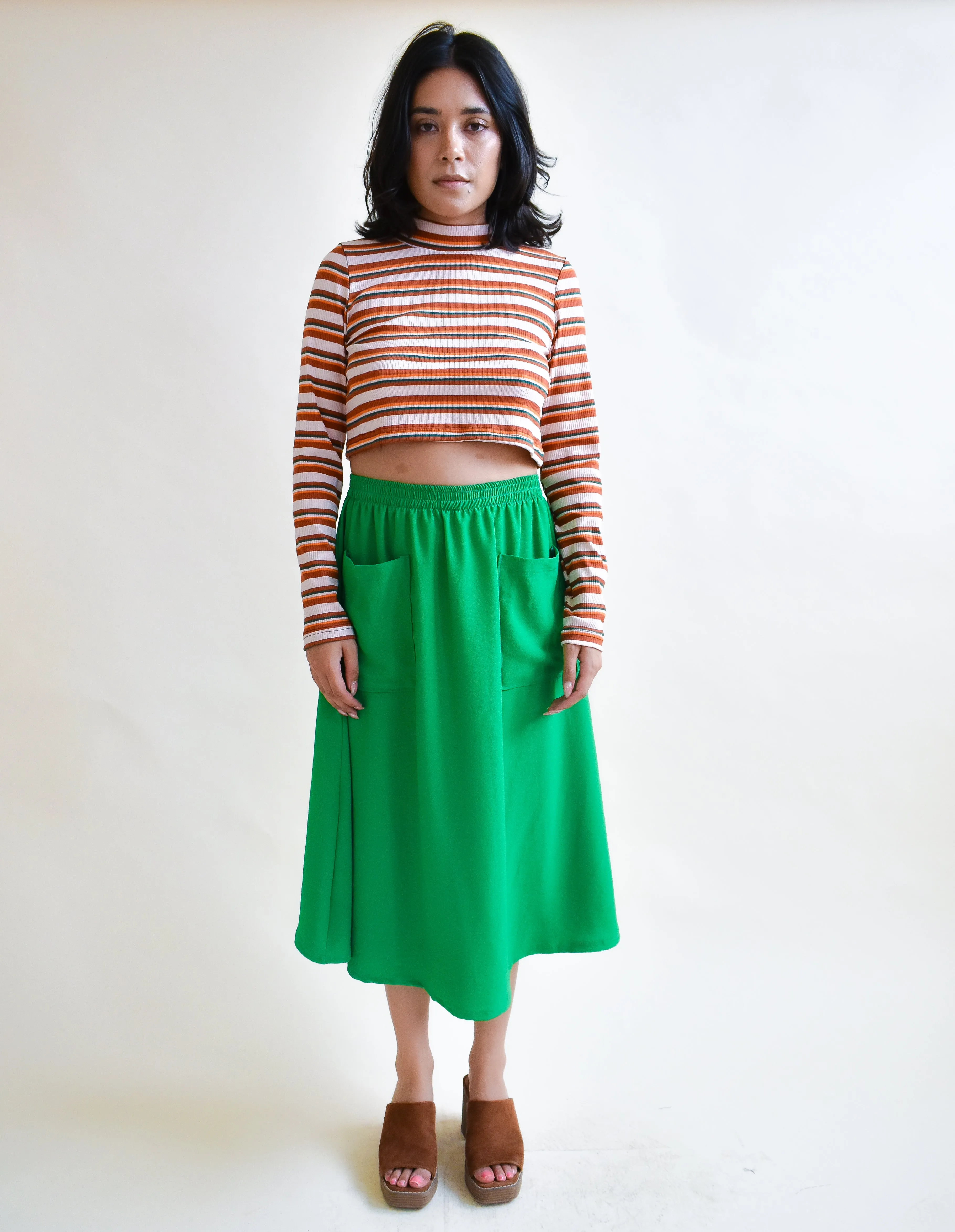 Eva Midi Skirt in Spinach