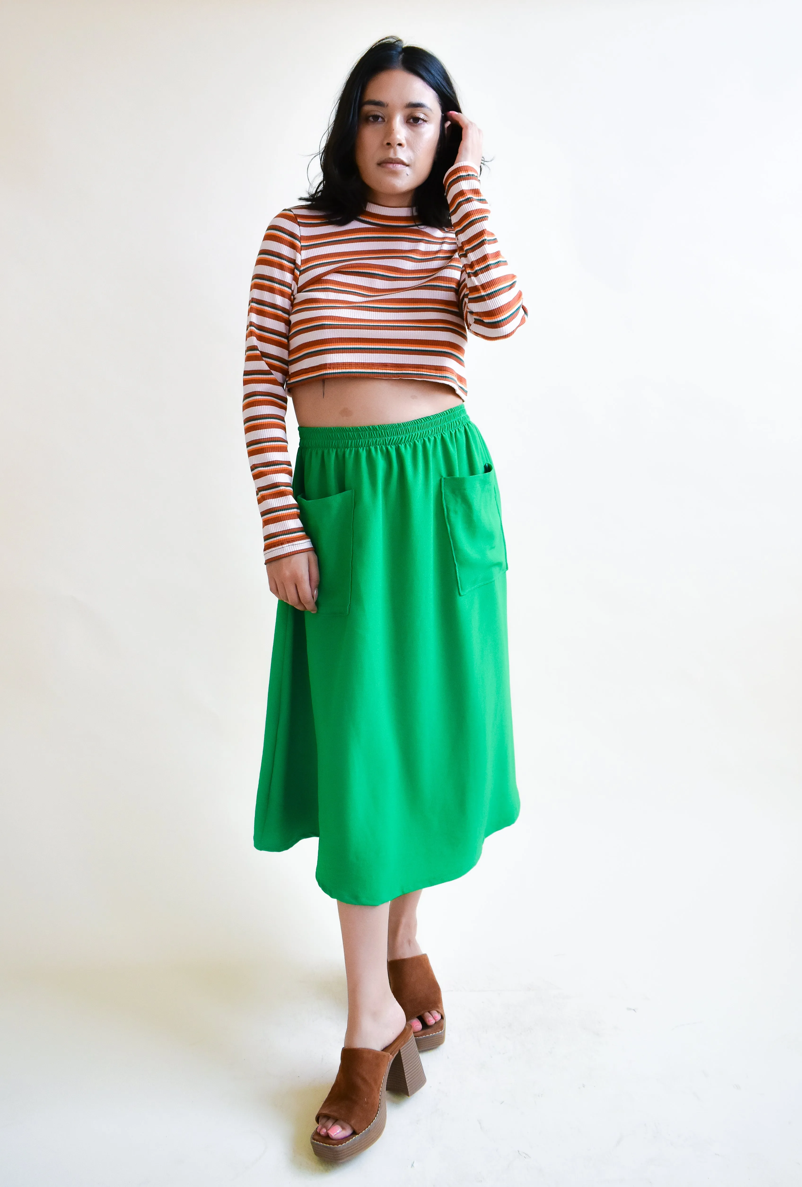 Eva Midi Skirt in Spinach