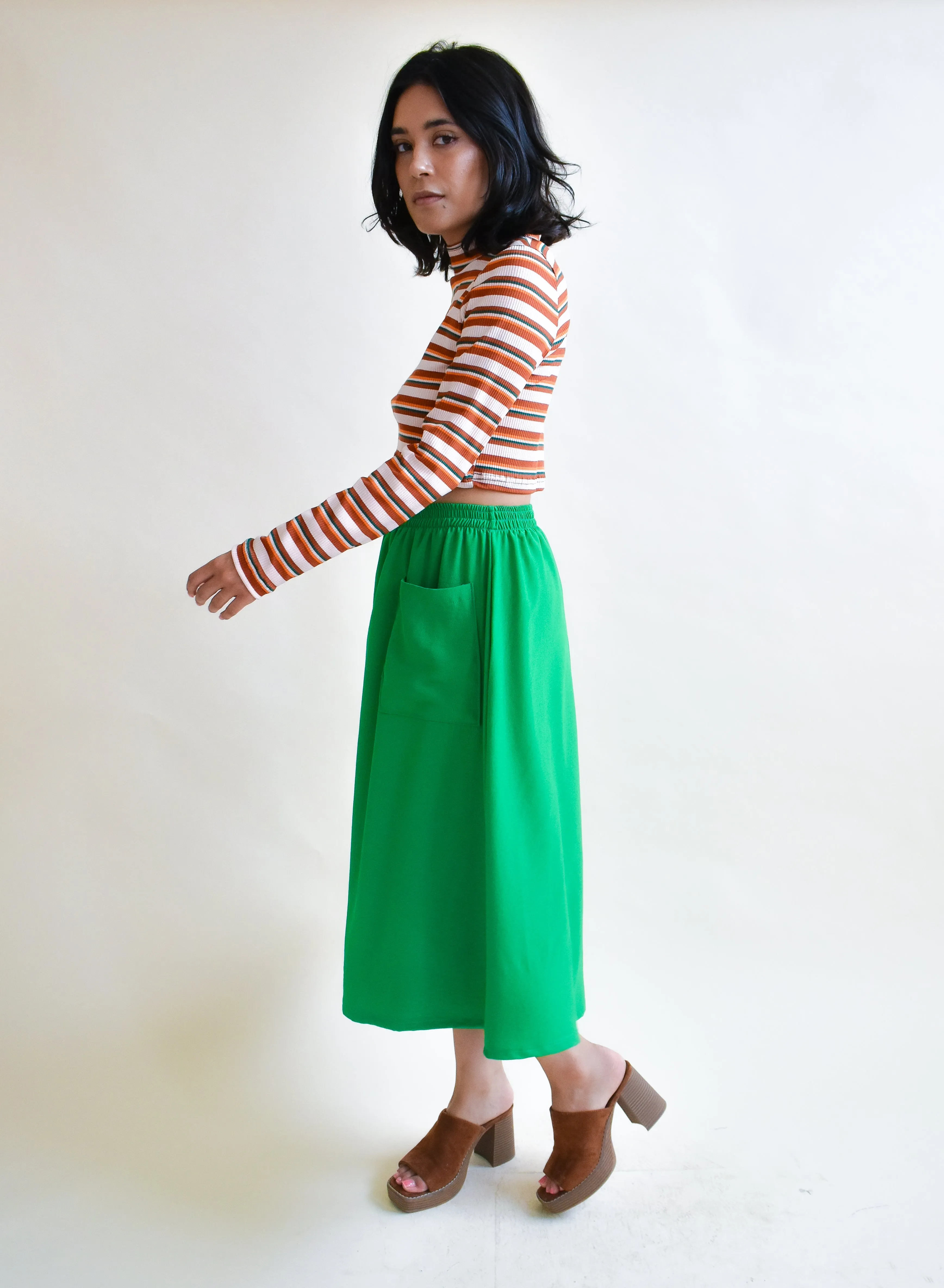 Eva Midi Skirt in Spinach