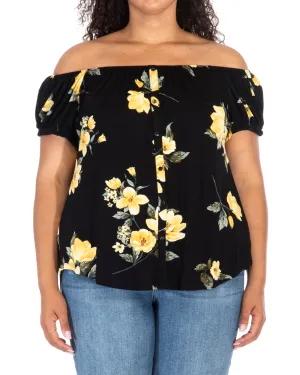 Felicity Off-The-Shoulder Top | Black / Yellow