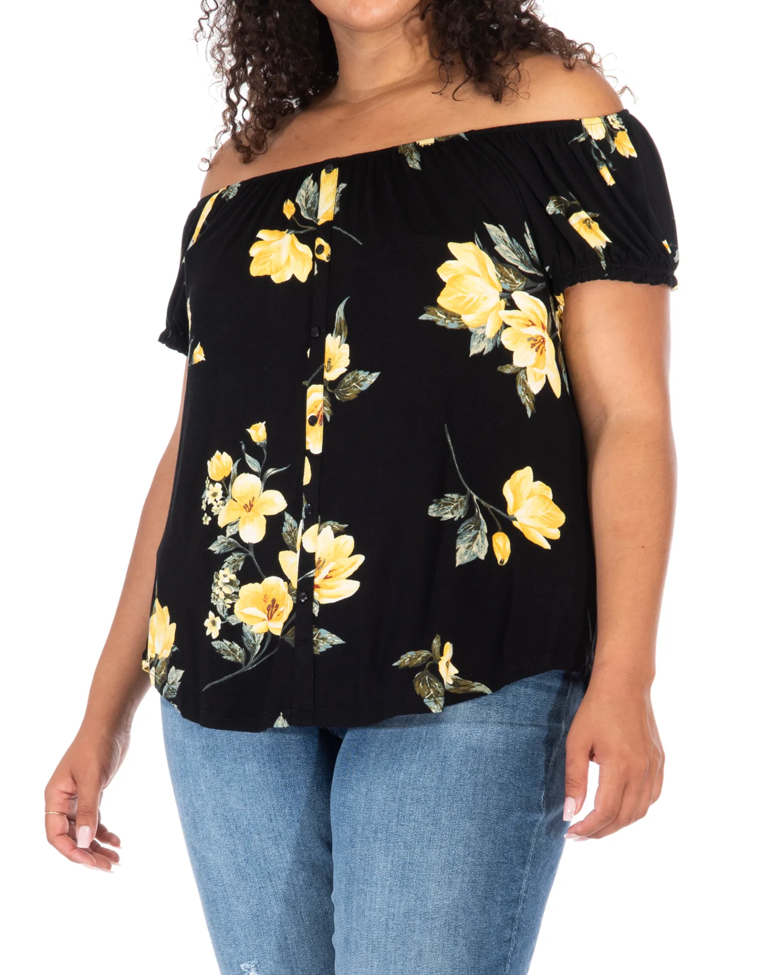 Felicity Off-The-Shoulder Top | Black / Yellow