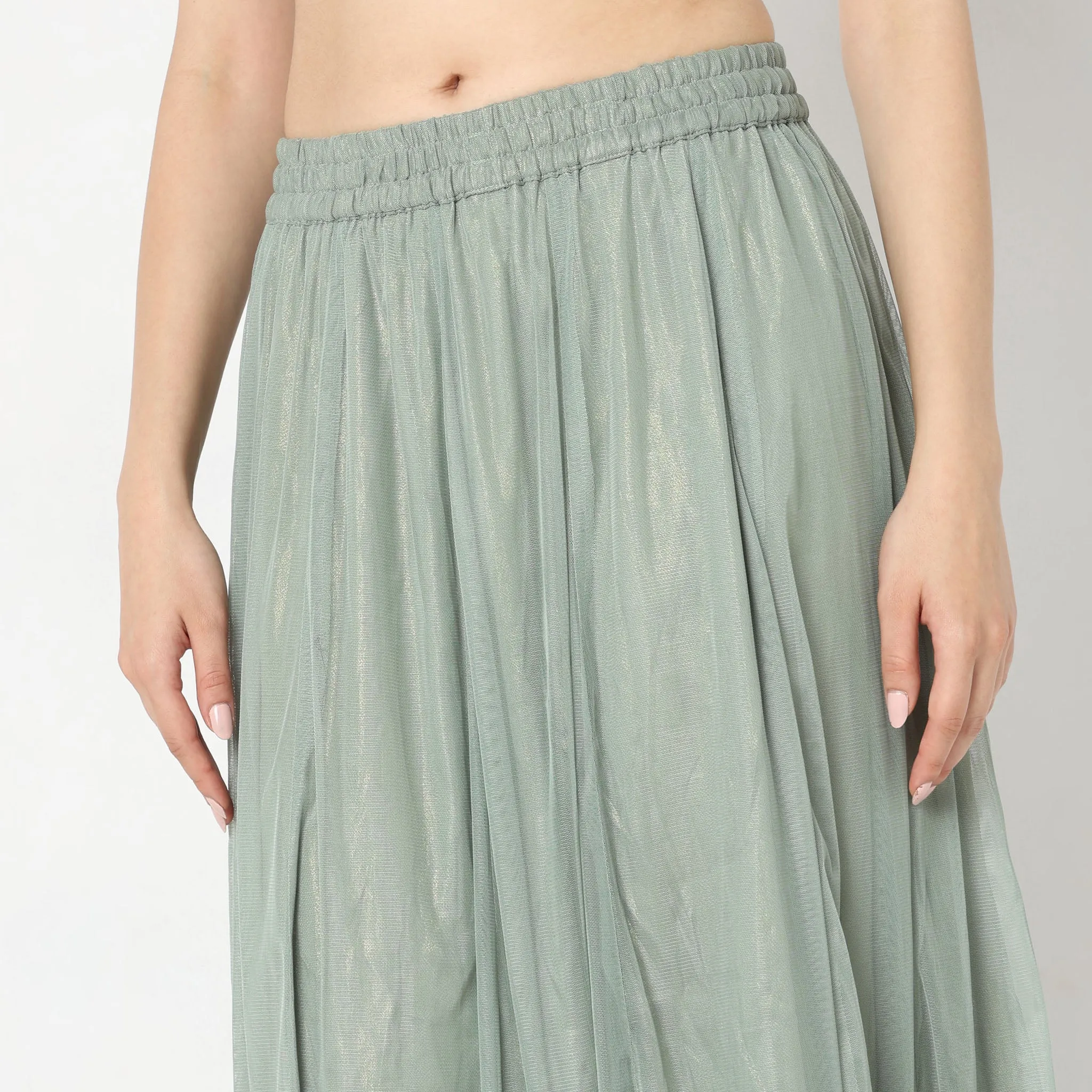 Flare Fit Solid High Rise Skirt