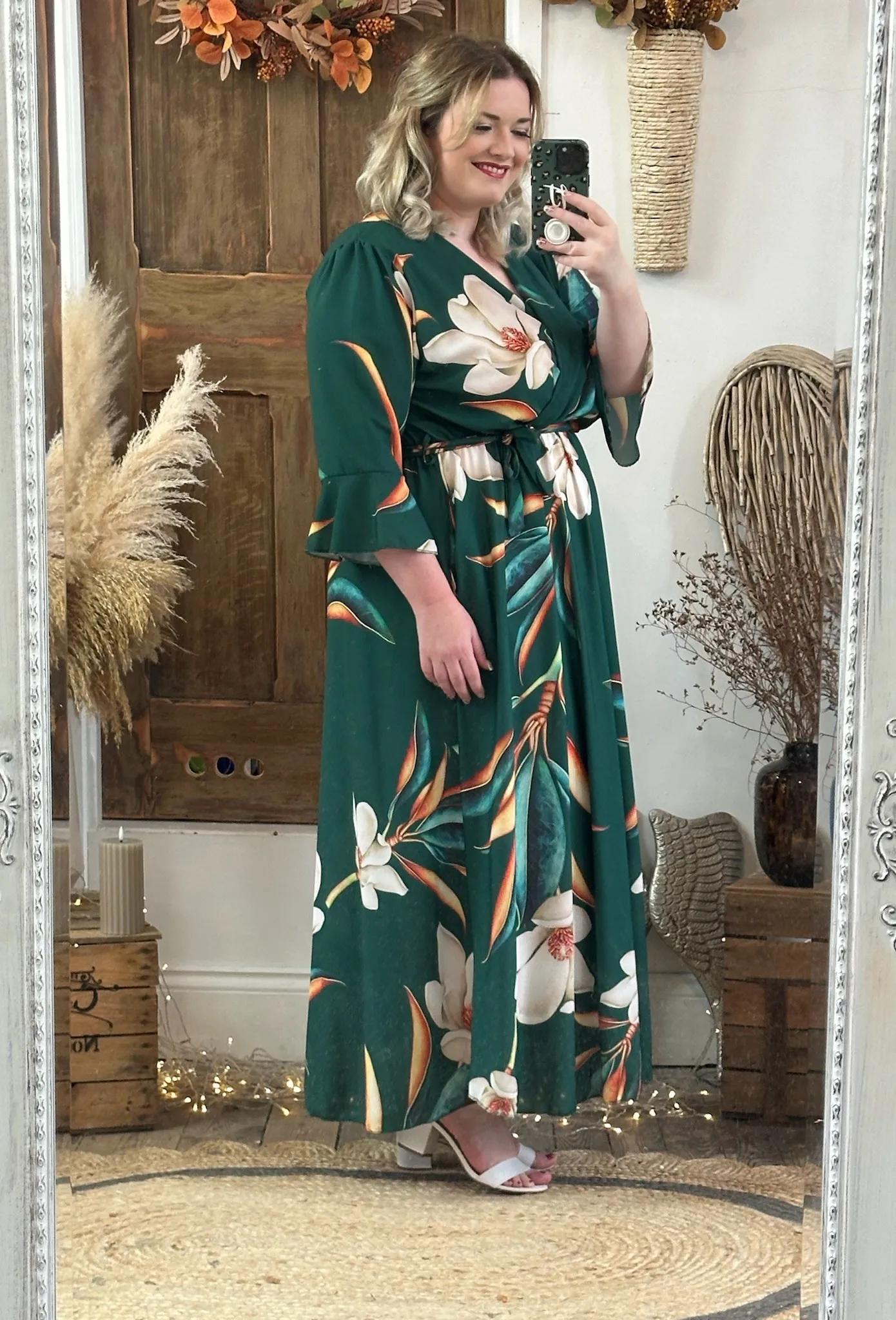 Forest Green Bold Floral Thea Dress