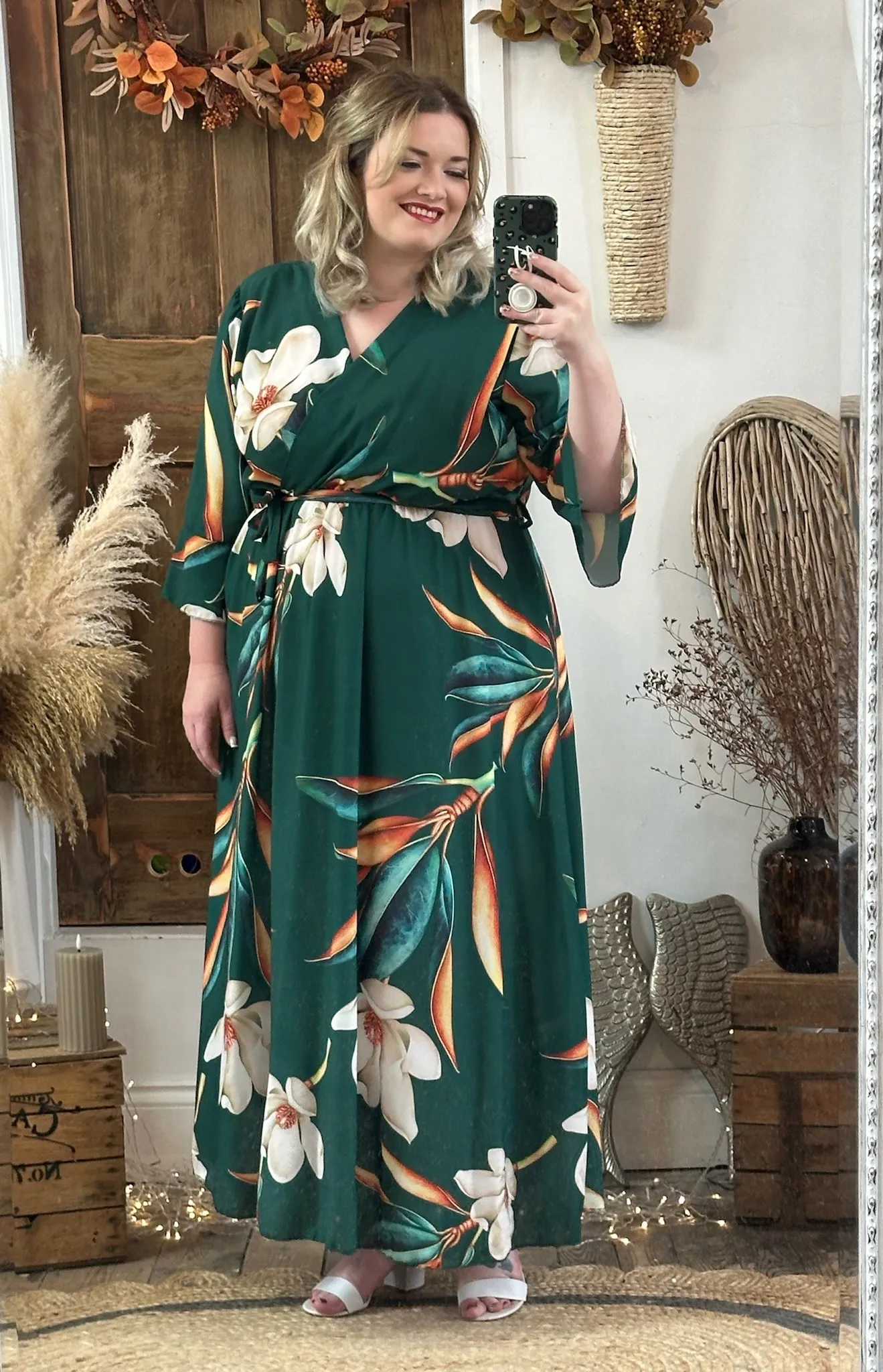 Forest Green Bold Floral Thea Dress