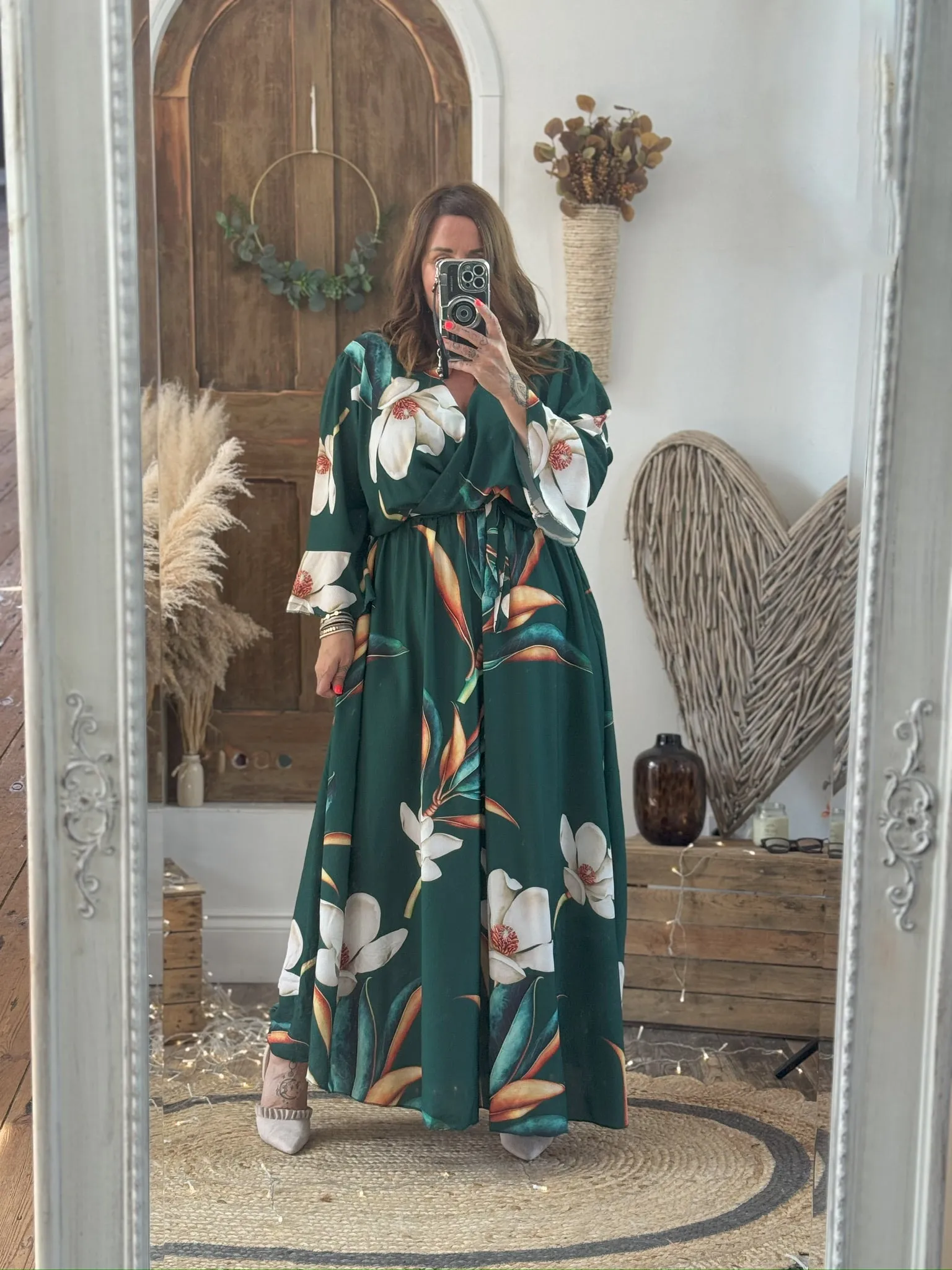 Forest Green Bold Floral Thea Dress