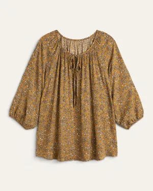 Gabrielle Drawstring Peasant Blouse | Gold / Yellow