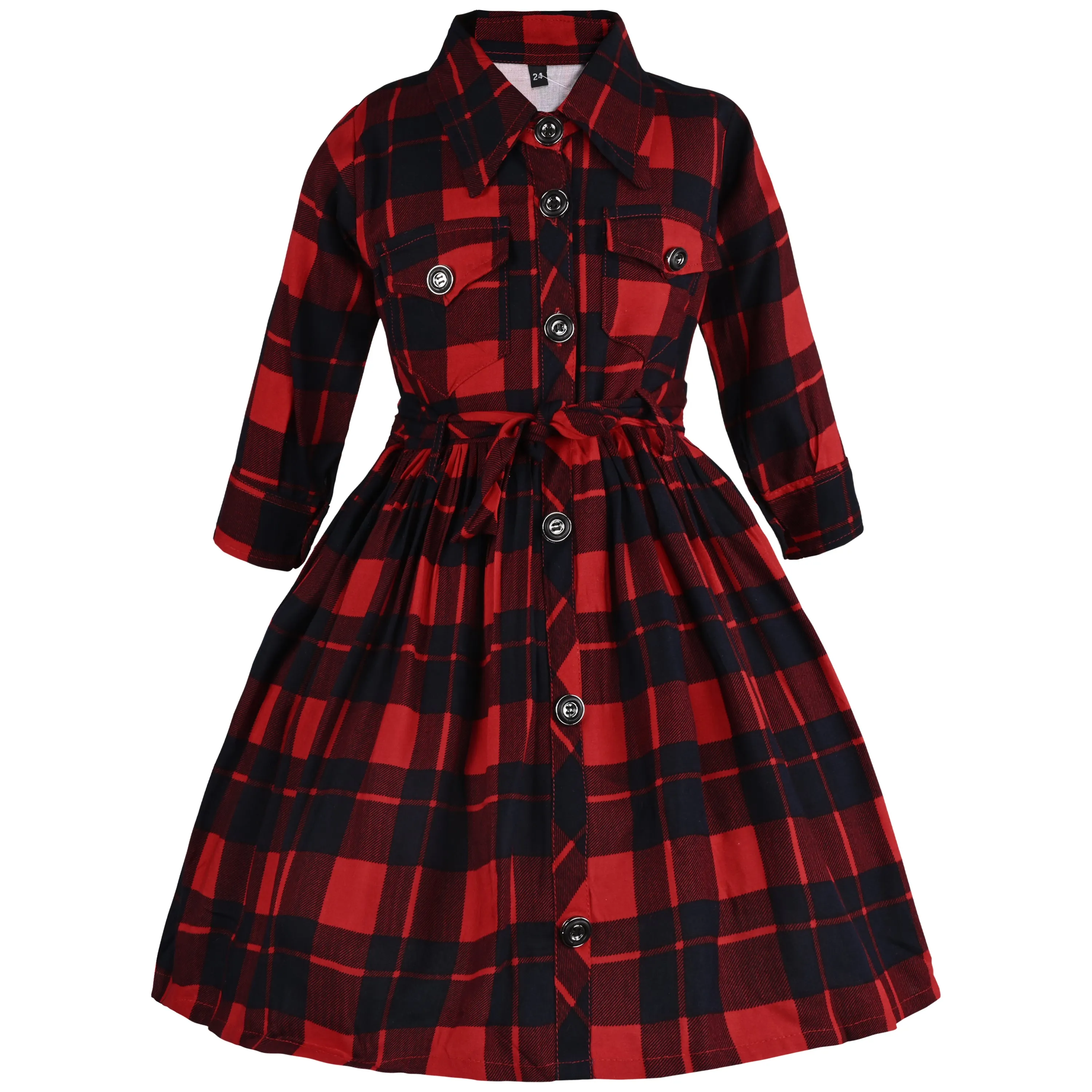 Girls Checkered Fit and Flare Frock Dress