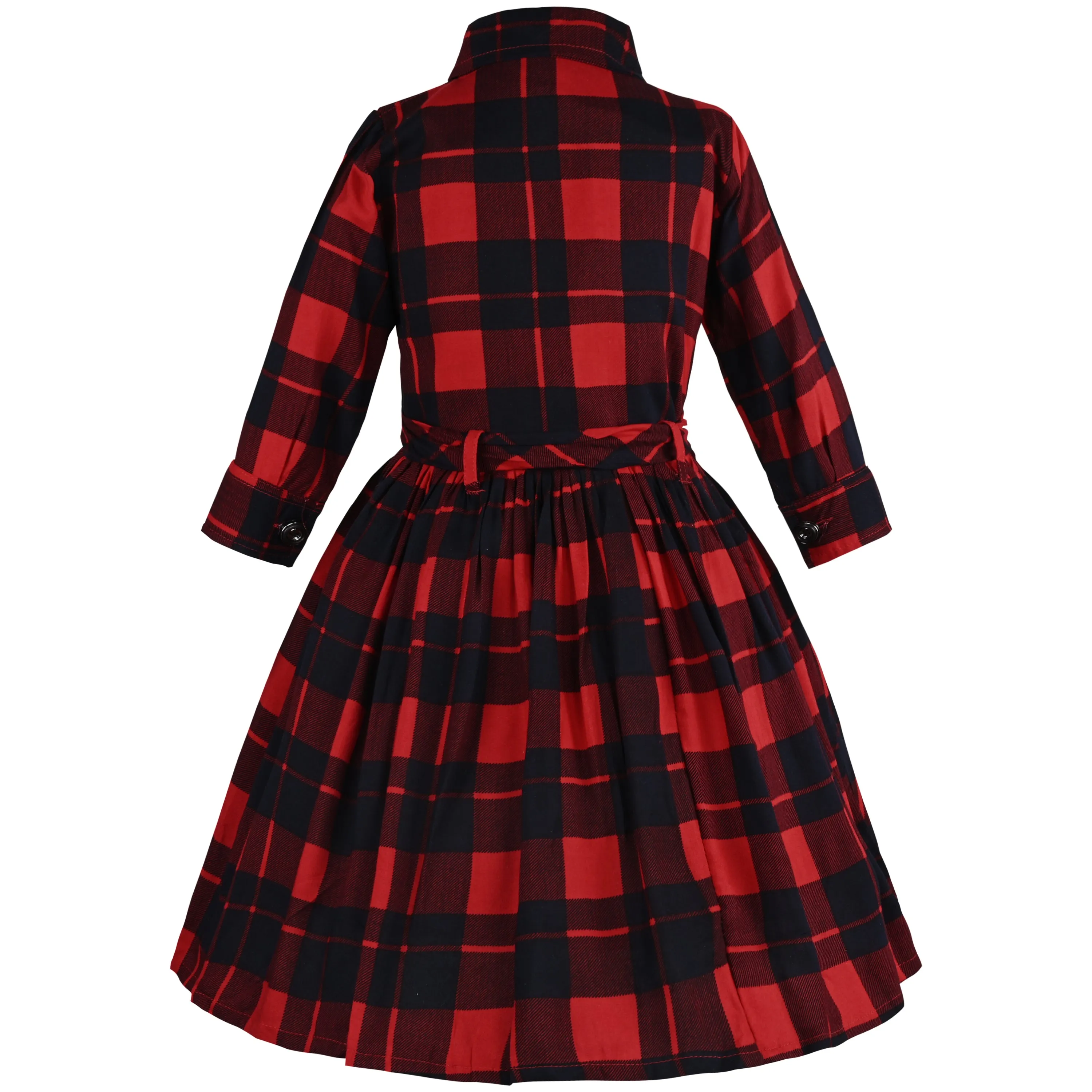 Girls Checkered Fit and Flare Frock Dress