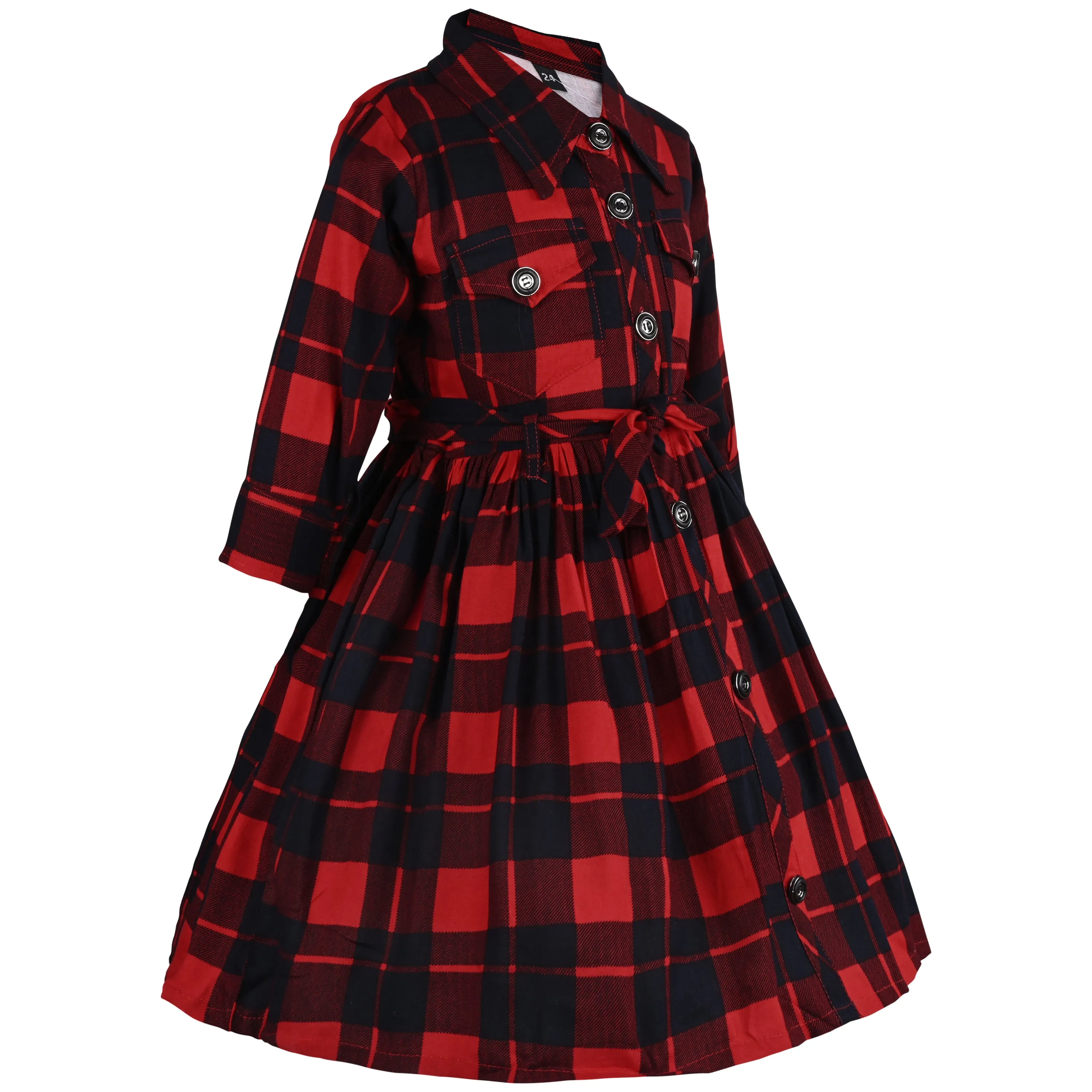 Girls Checkered Fit and Flare Frock Dress