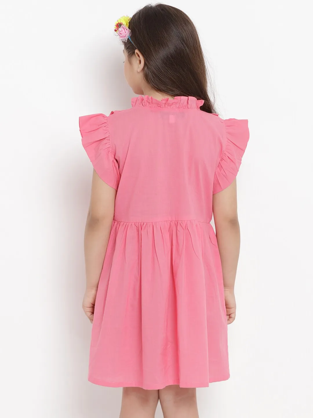 Girl's Pink Fit And Flare Dress  - NOZ2TOZ KIDS