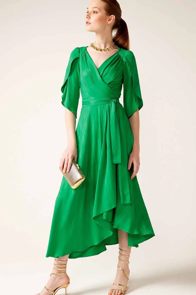 Hanworth House Wrap Dress in Apple Green