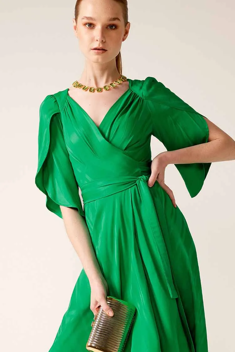 Hanworth House Wrap Dress in Apple Green