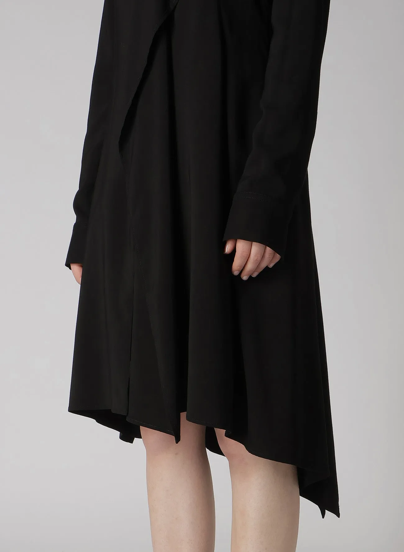 HARD TWISTED GABARDINE DRAPE SHIRT DRESS