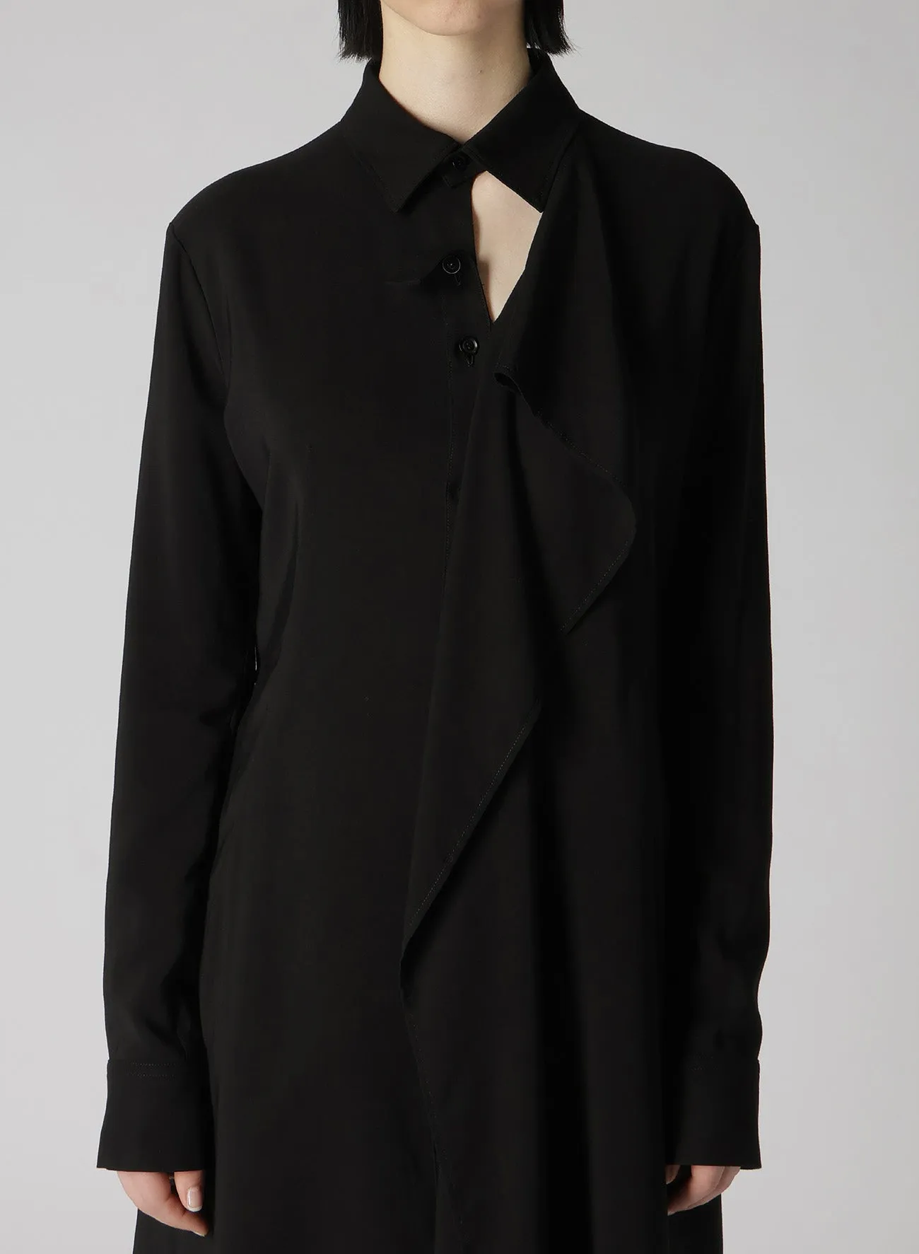 HARD TWISTED GABARDINE DRAPE SHIRT DRESS