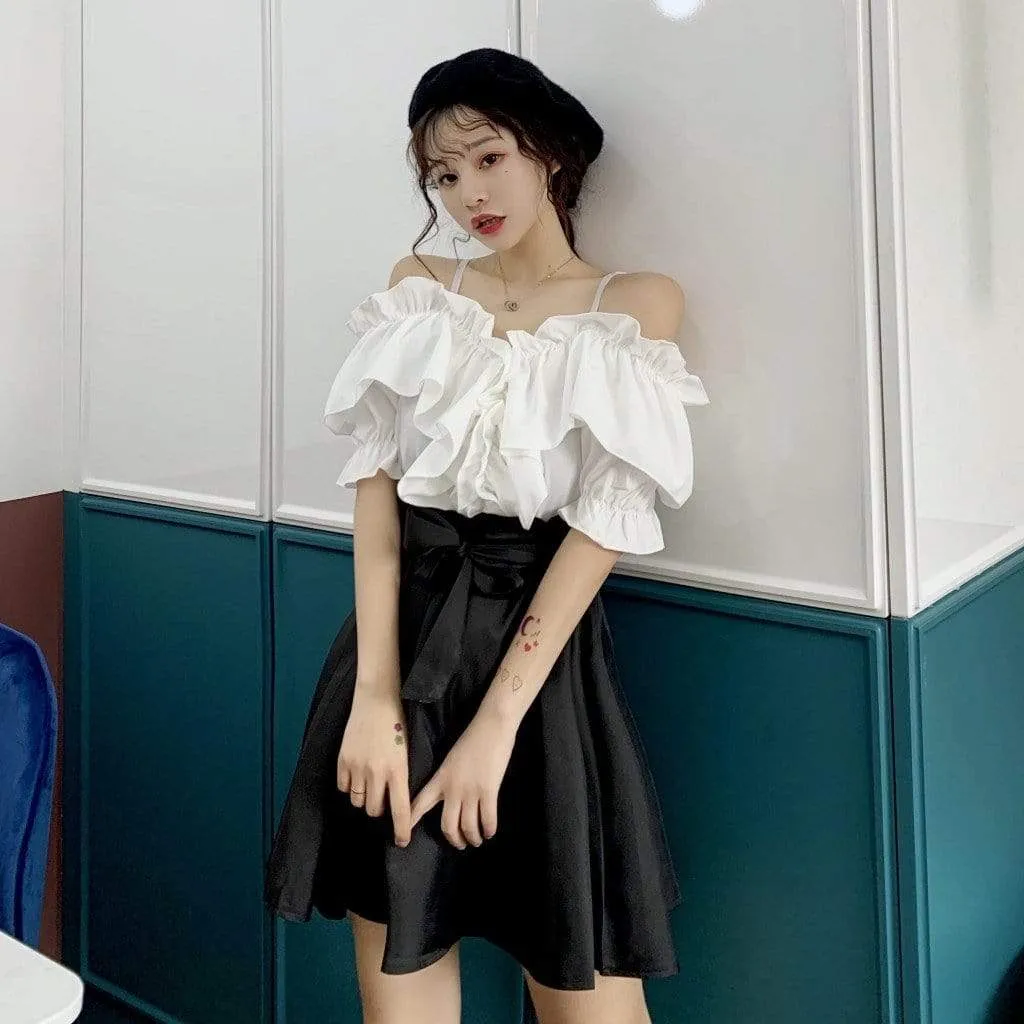 Kawaii Ruffles Off Shoulder Tops