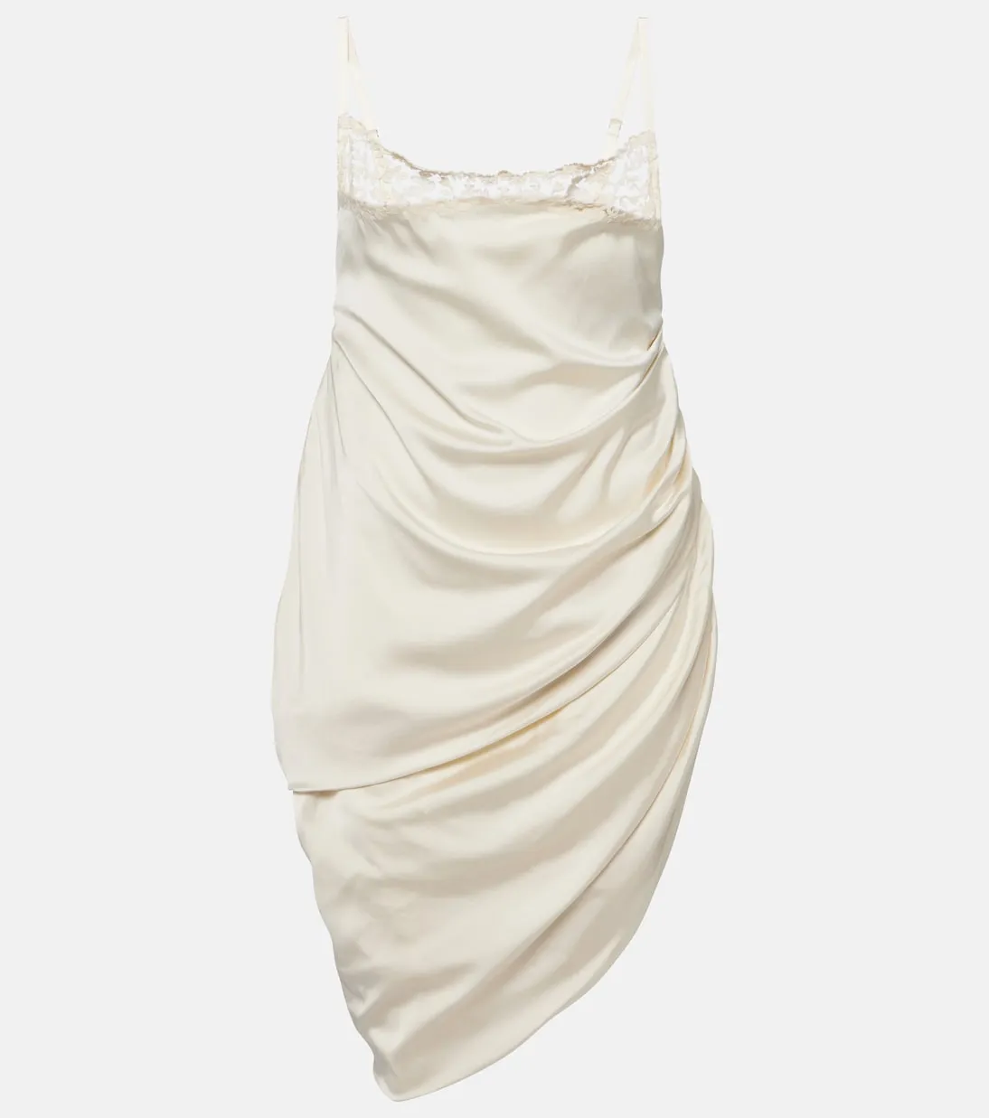 La saudade brodée Jacquemus satin slip dress, white