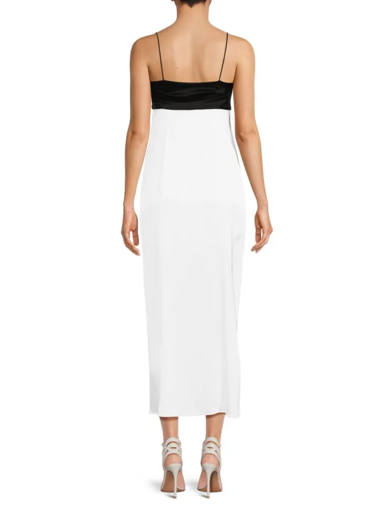 Lilita Alice   Olivia Satin Maxi Slip Dress, Black White