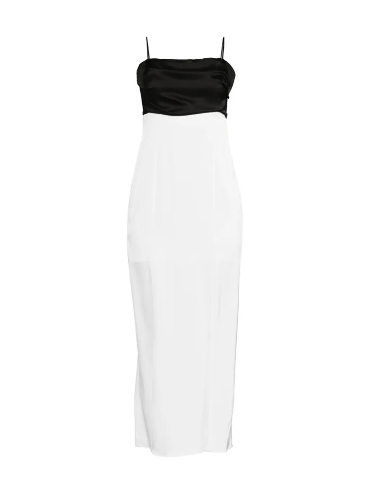 Lilita Alice   Olivia Satin Maxi Slip Dress, Black White