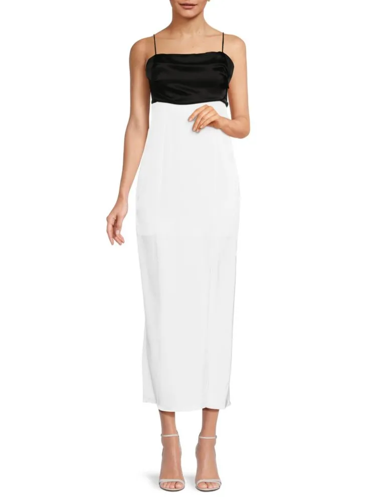 Lilita Alice   Olivia Satin Maxi Slip Dress, Black White