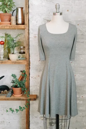 Marion - heathered grey fit and flare dress