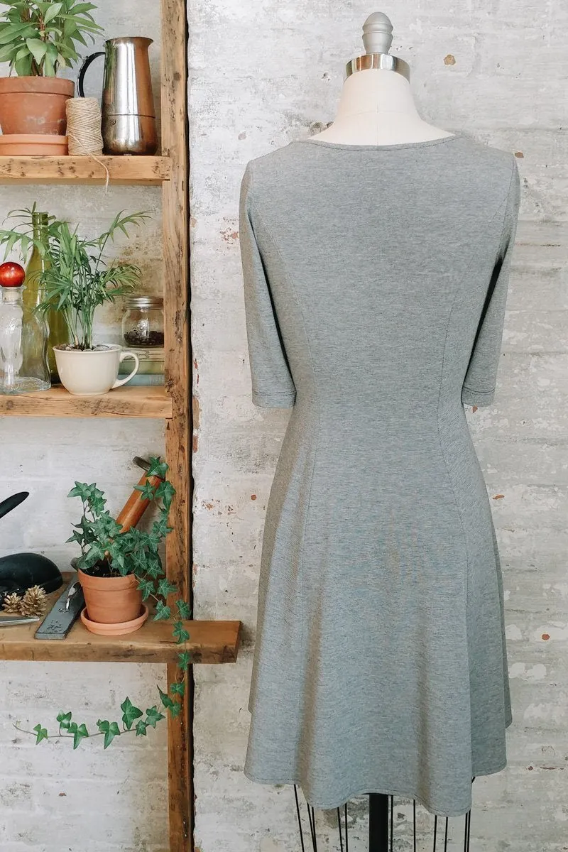 Marion - heathered grey fit and flare dress