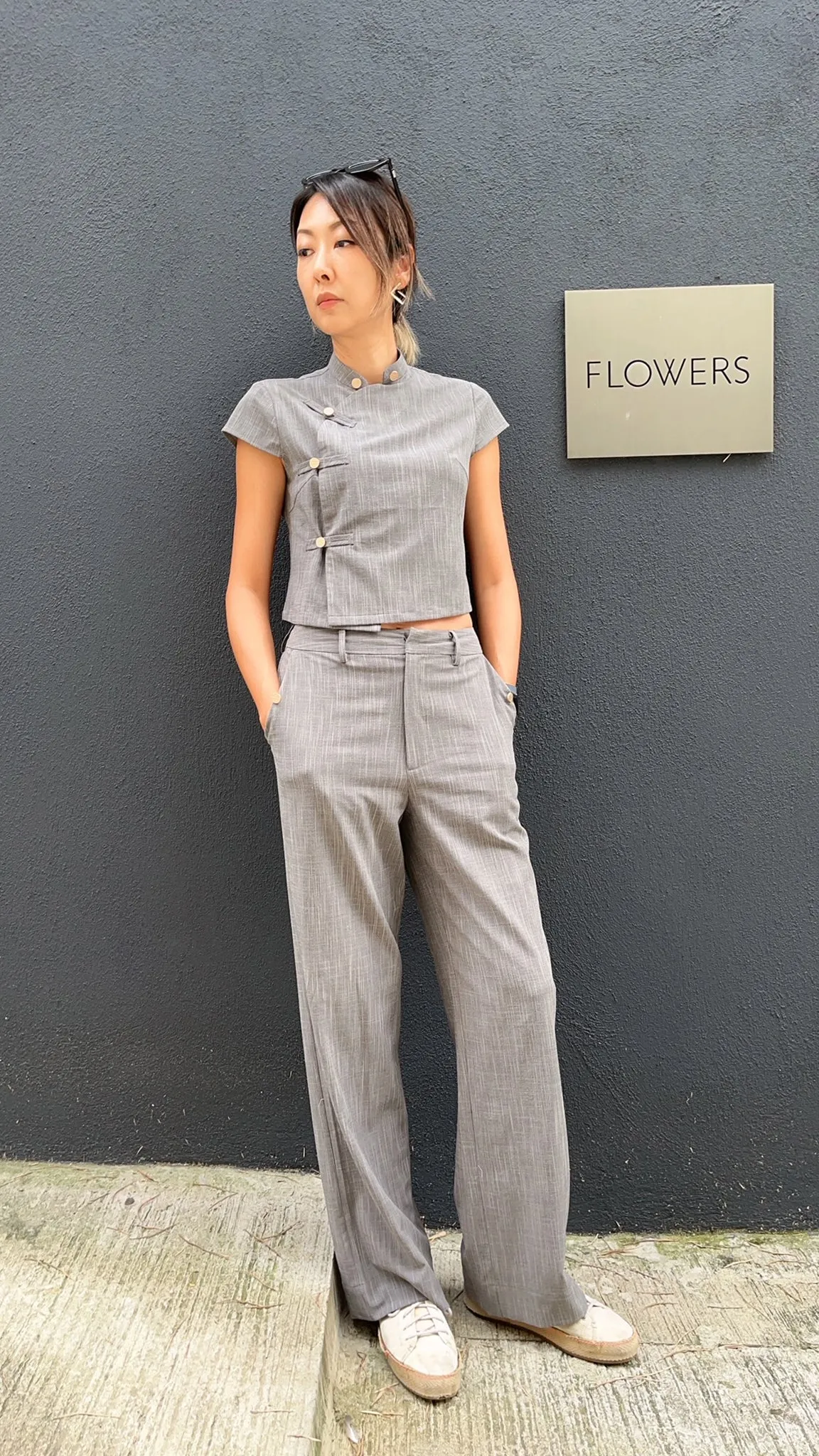 NELLA Cropped Blouse (Grey)