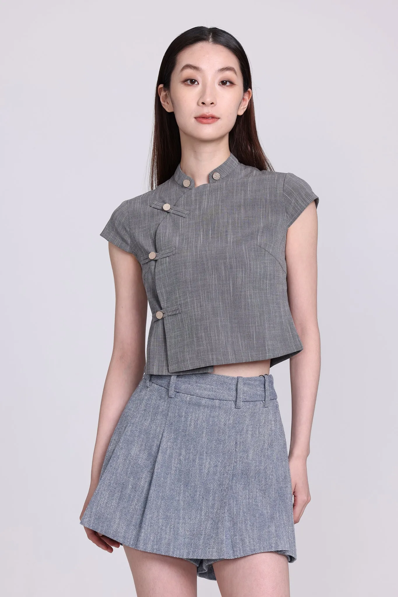 NELLA Cropped Blouse (Grey)