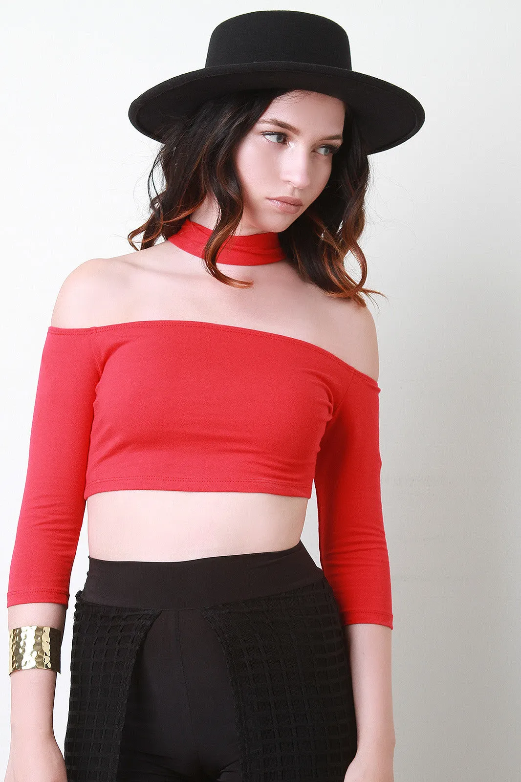 Off The Shoulder Floating Collar Crop Top