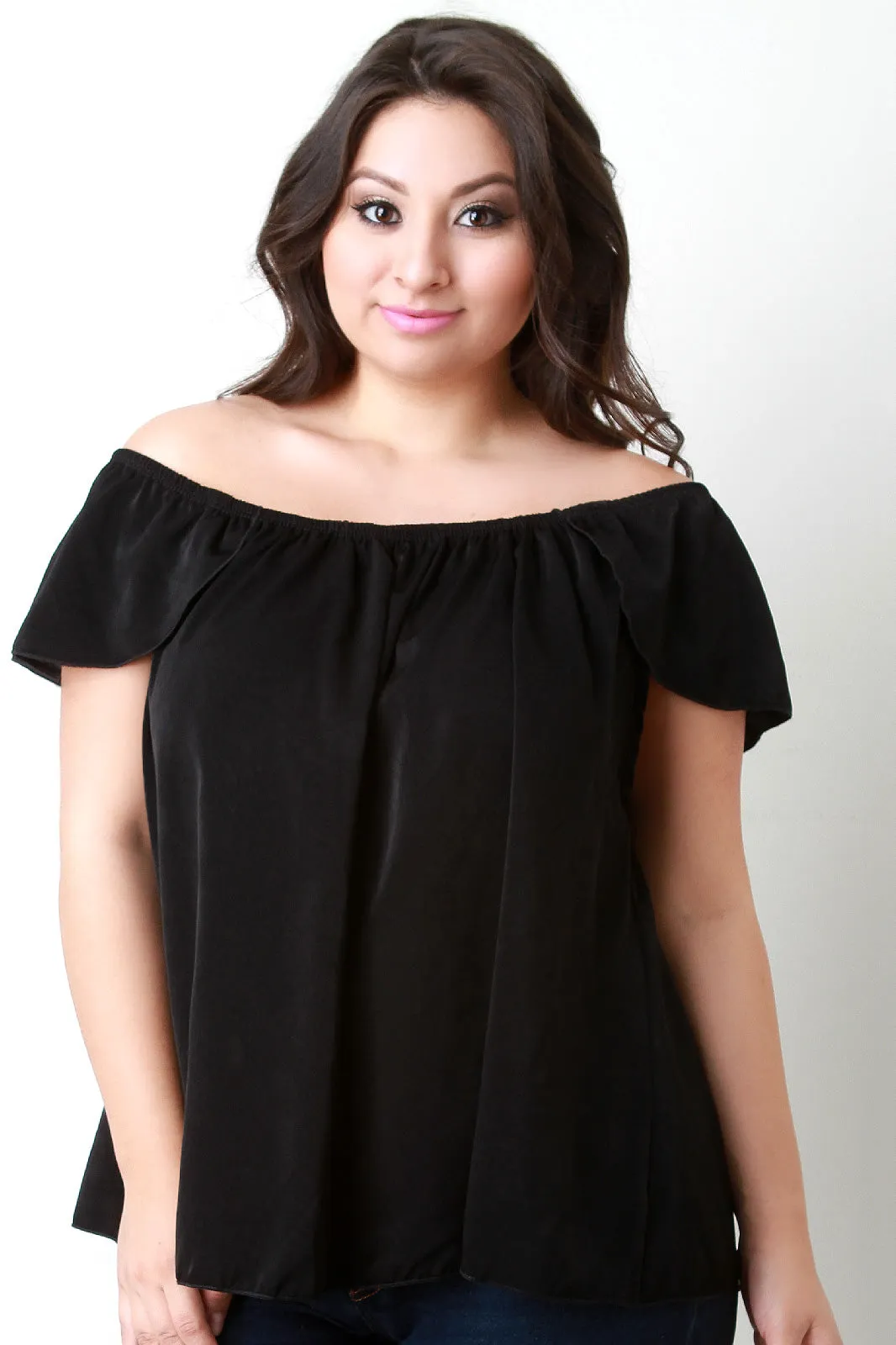 Off The Shoulder Petal Sleeves Top