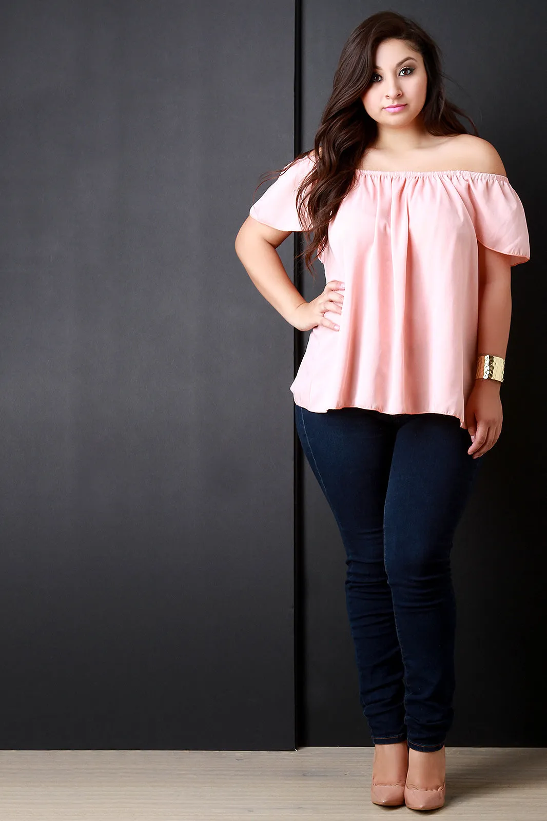 Off The Shoulder Petal Sleeves Top