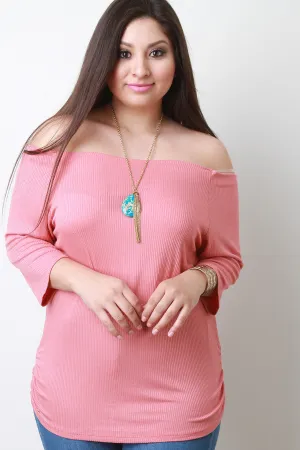 Off the Shoulder Rib Knit Top