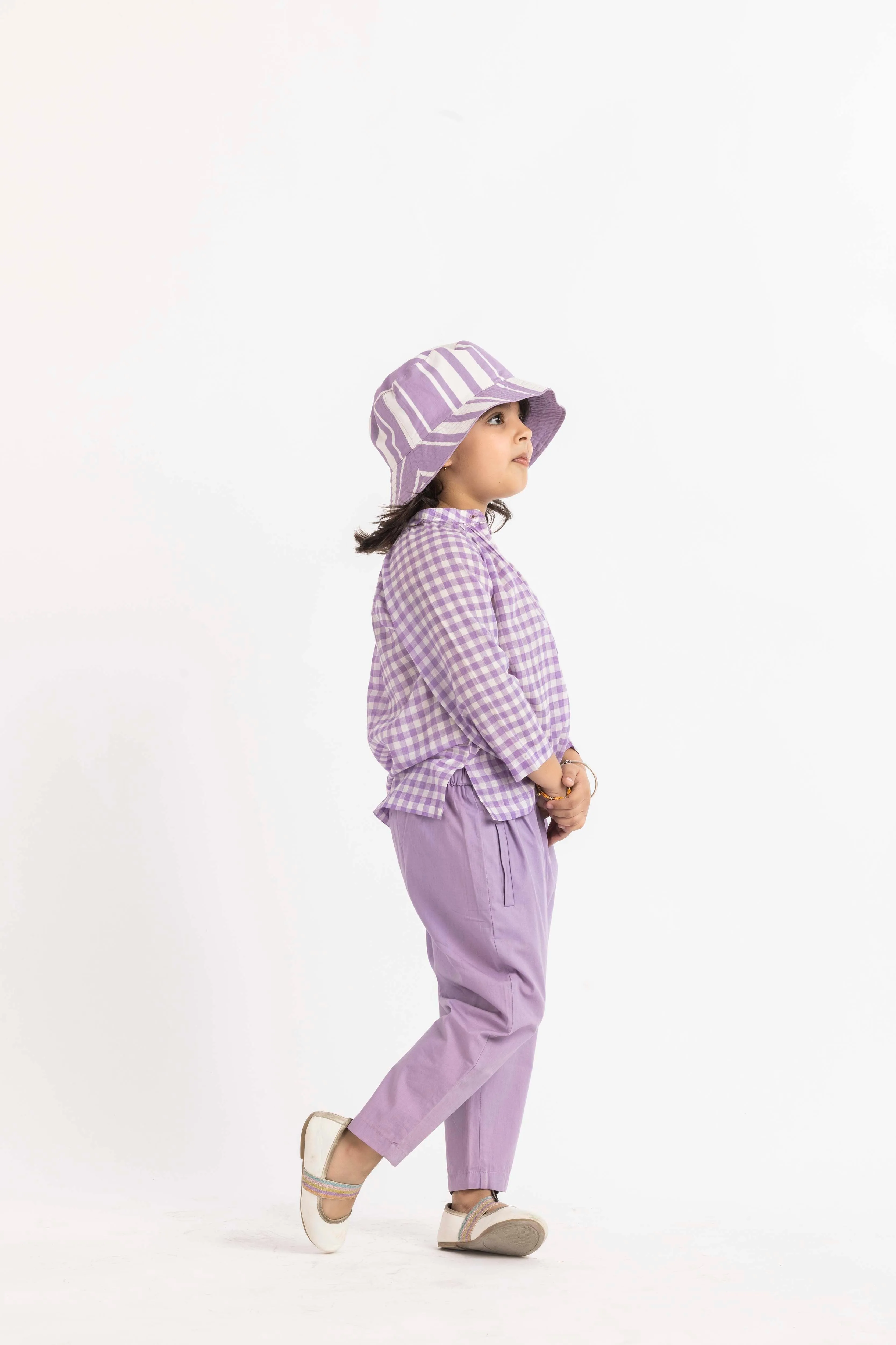 Peasant Top Lavender Check