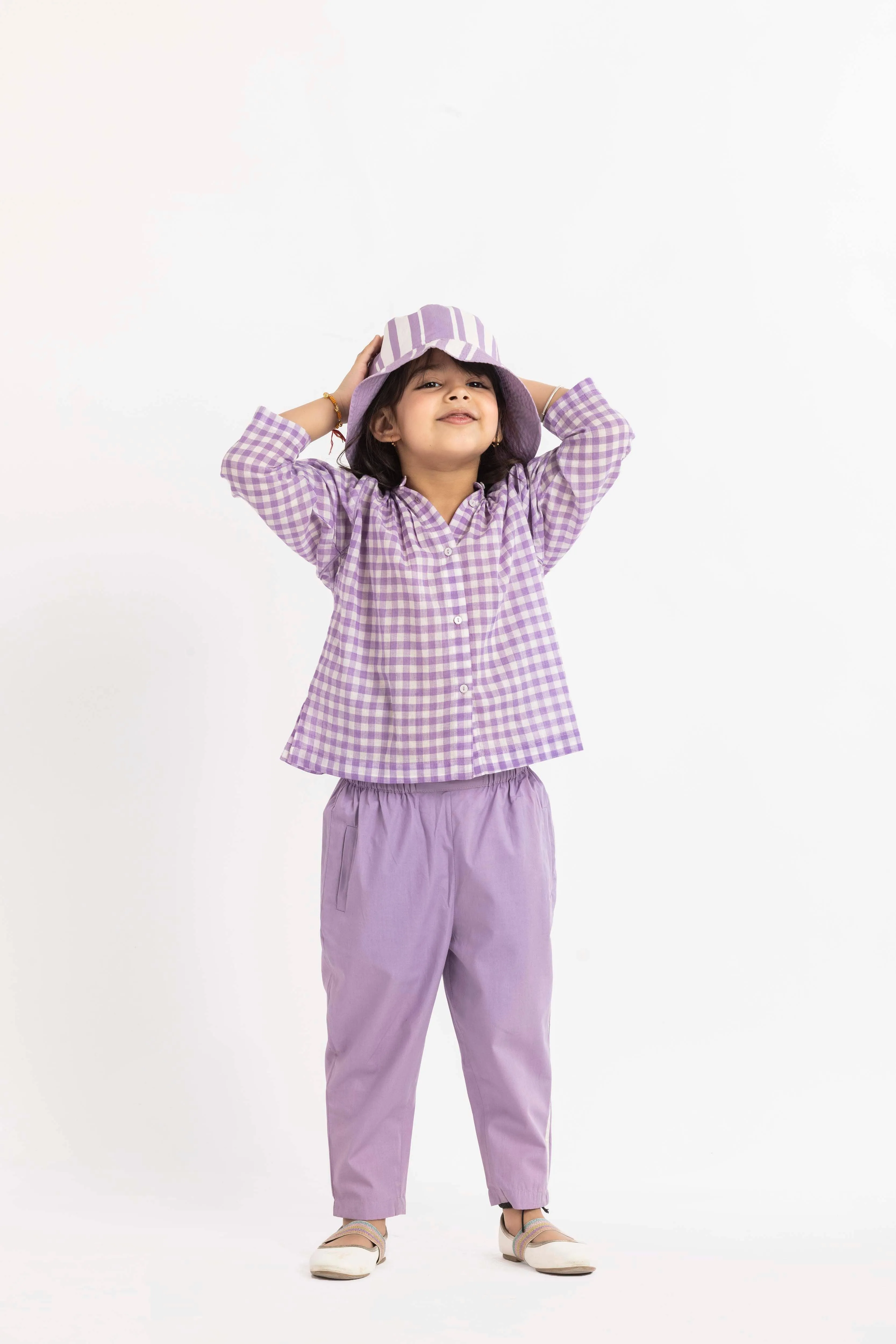 Peasant Top Lavender Check