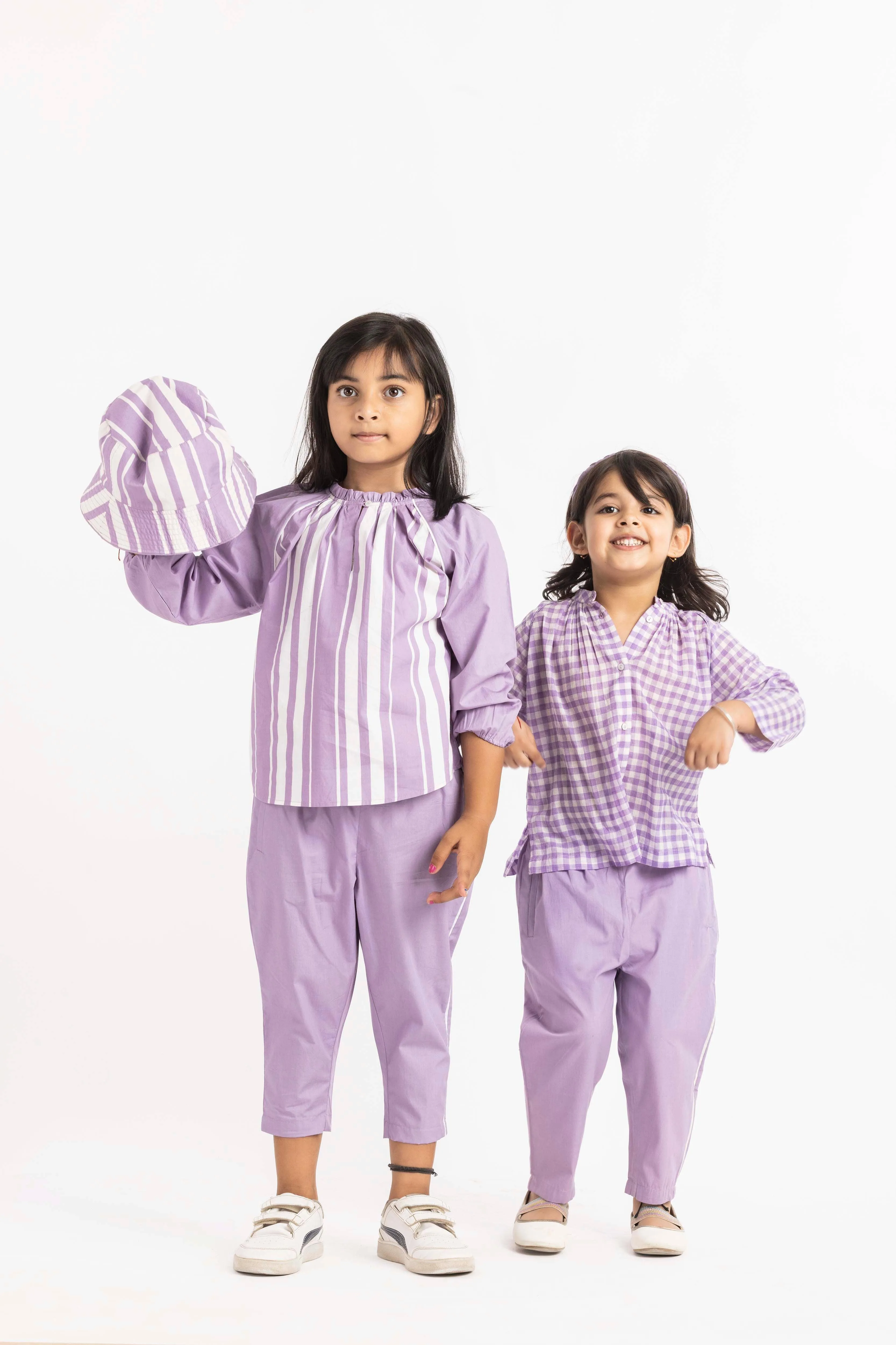 Peasant Top Lavender Check